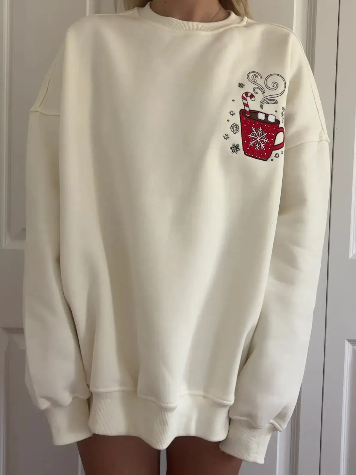 Hot Chocolate Recipe Christmas Embroider Sweatshirt sold by Sunkissed Coconut product image thumbnail 2