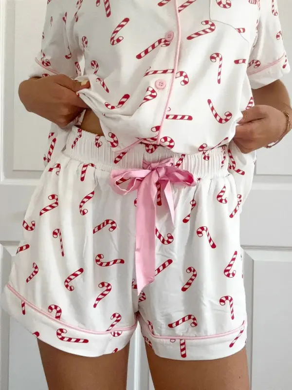 Candy Cane Holiday Christmas Pajama Shorts sold by Sunkissed Coconut