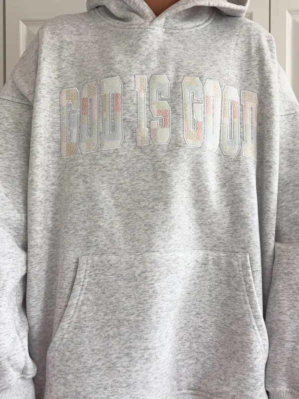 God Is Good Quilted Pastel Embroidered Hoodie sold by Sunkissed Coconut