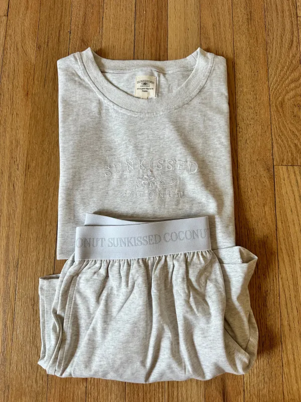 🎁 Pearl Grey Basic Watercolor Embroider Tee (100% off) sold by Sunkissed Coconut