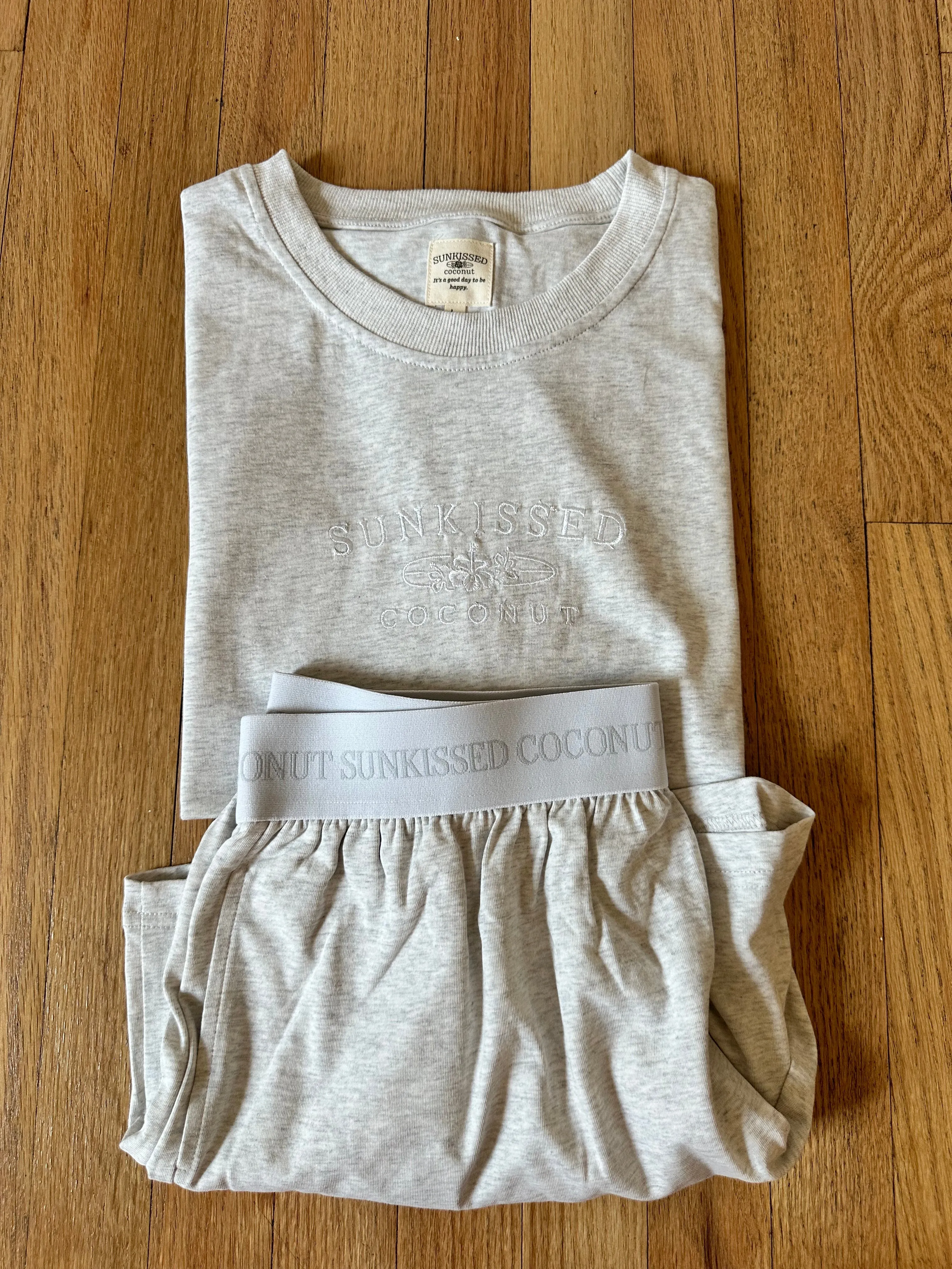 🎁 Pearl Grey Basic Watercolor Embroider Tee (100% off) sold by Sunkissed Coconut