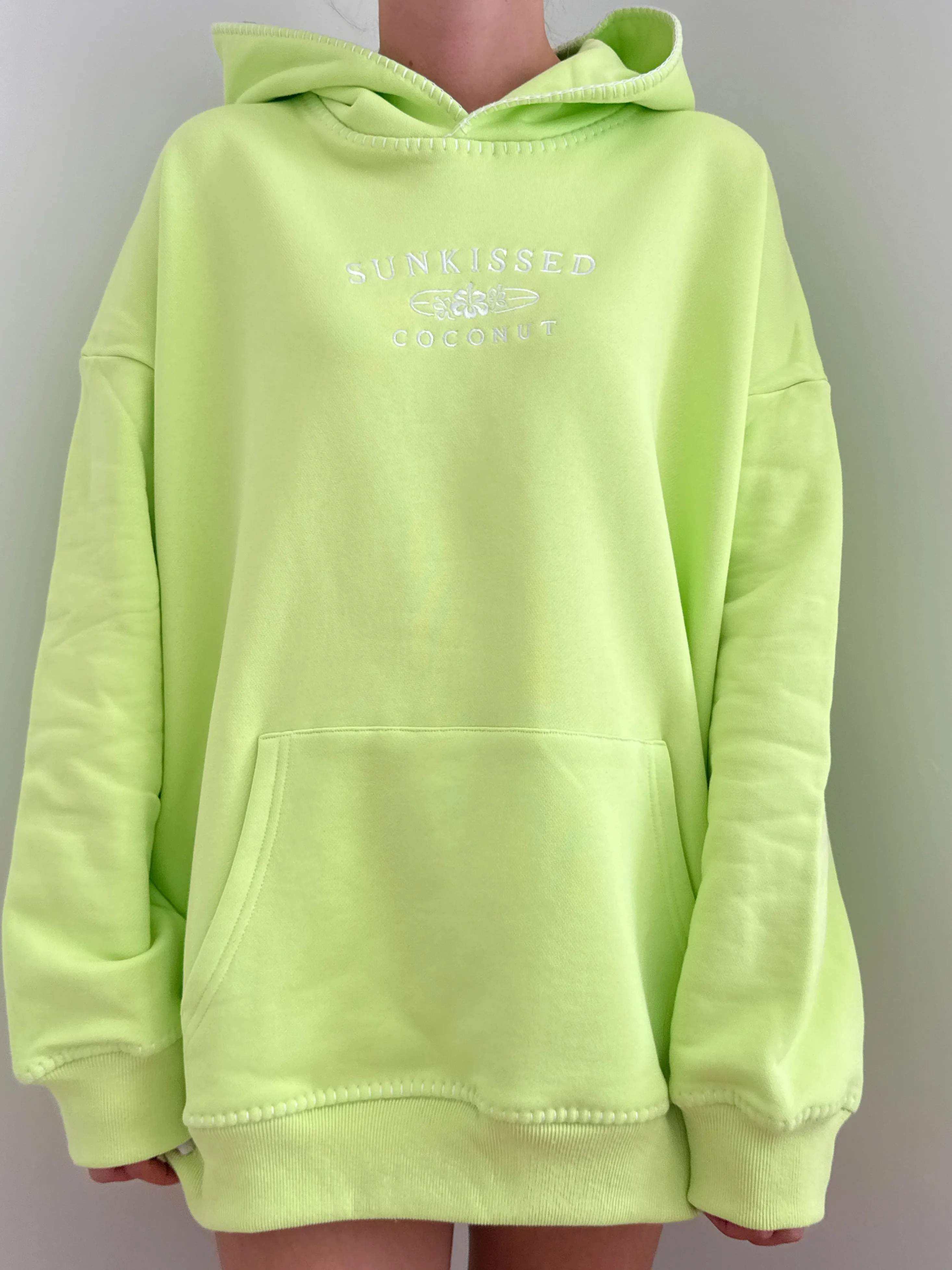 Light Lime Green Stitched Sunkissedcoconut Hoodie 100% Cotton sold by Sunkissed Coconut product image thumbnail 3