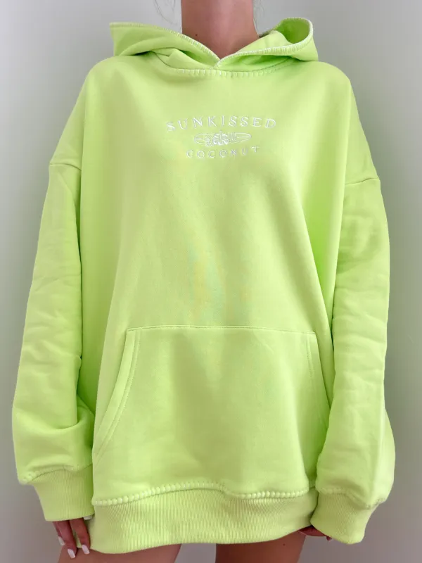 Light Lime Green Stitched Sunkissedcoconut Hoodie 100% Cotton sold by Sunkissed Coconut