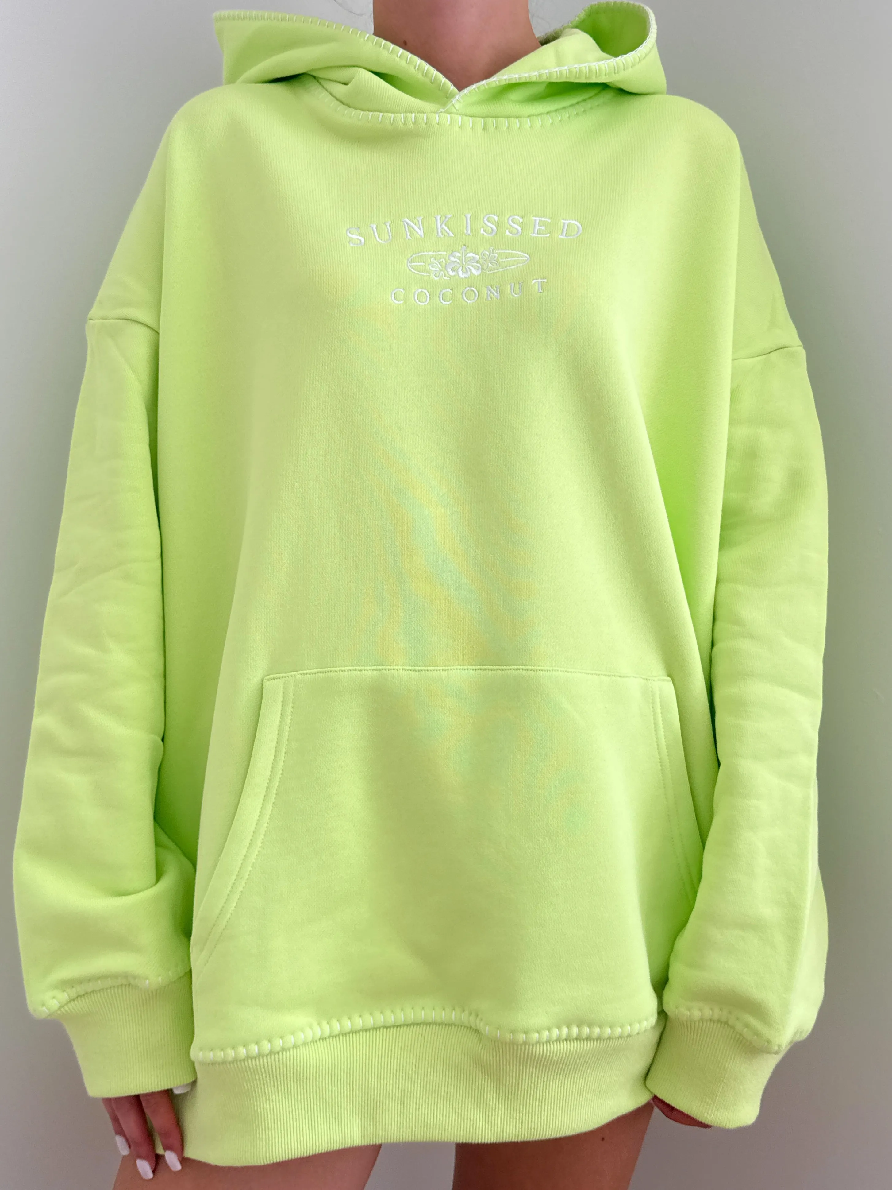 Light Lime Green Stitched Sunkissedcoconut Hoodie 100% Cotton sold by Sunkissed Coconut product image thumbnail 2