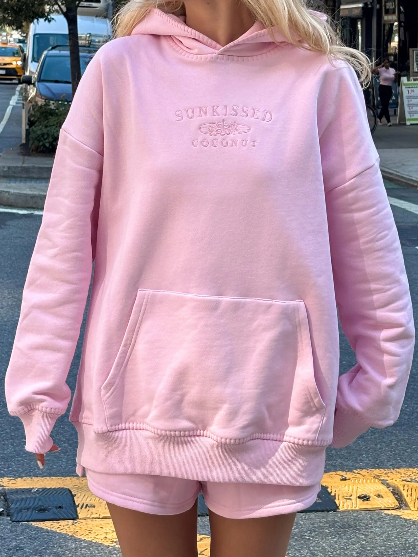 Light Pastel Magenta Stitched Sunkissedcoconut Hoodie 100% Cotton sold by Sunkissed Coconut product image thumbnail 2