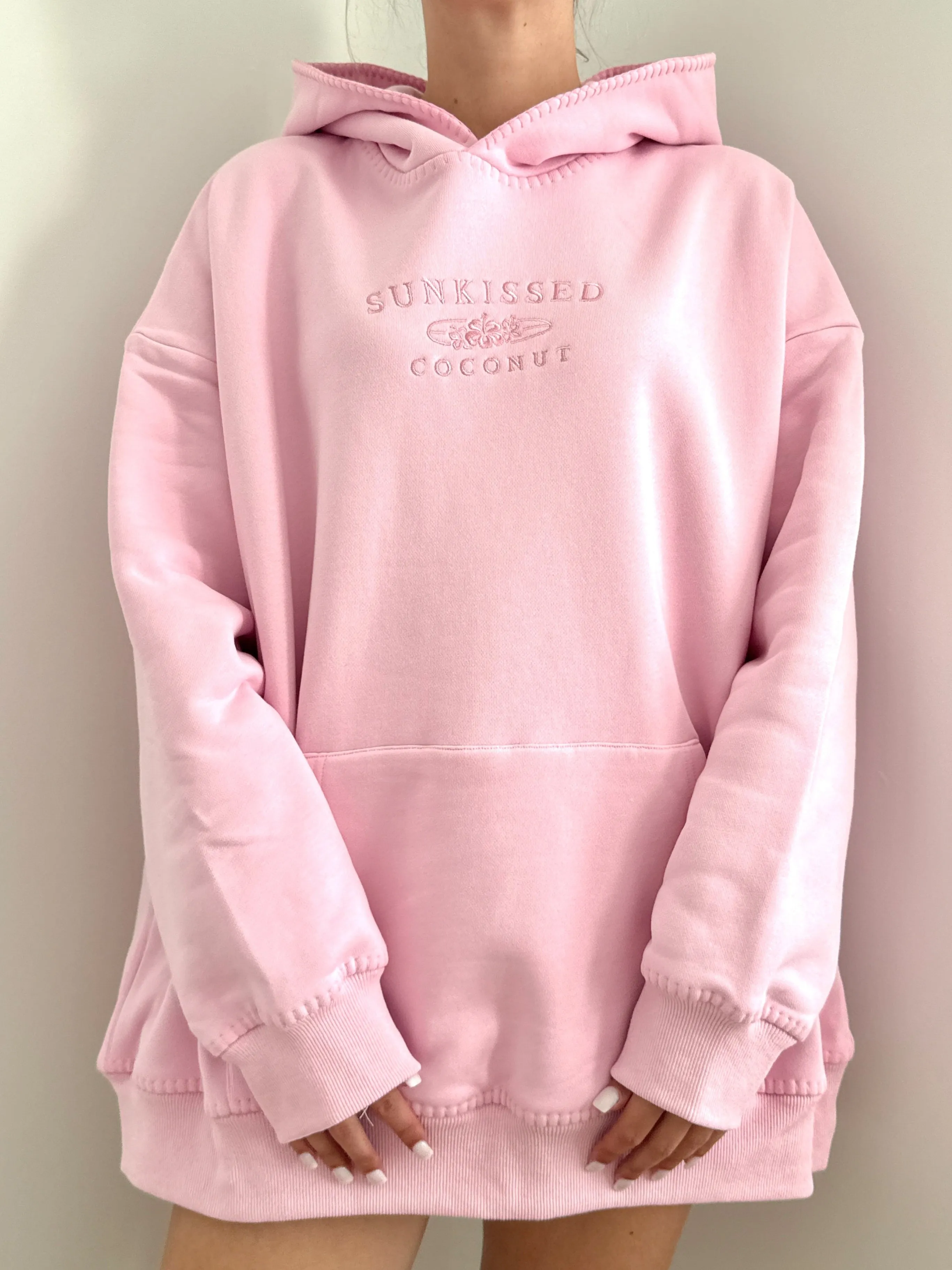 Light Pastel Magenta Stitched Sunkissedcoconut Hoodie 100% Cotton sold by Sunkissed Coconut product image thumbnail 4