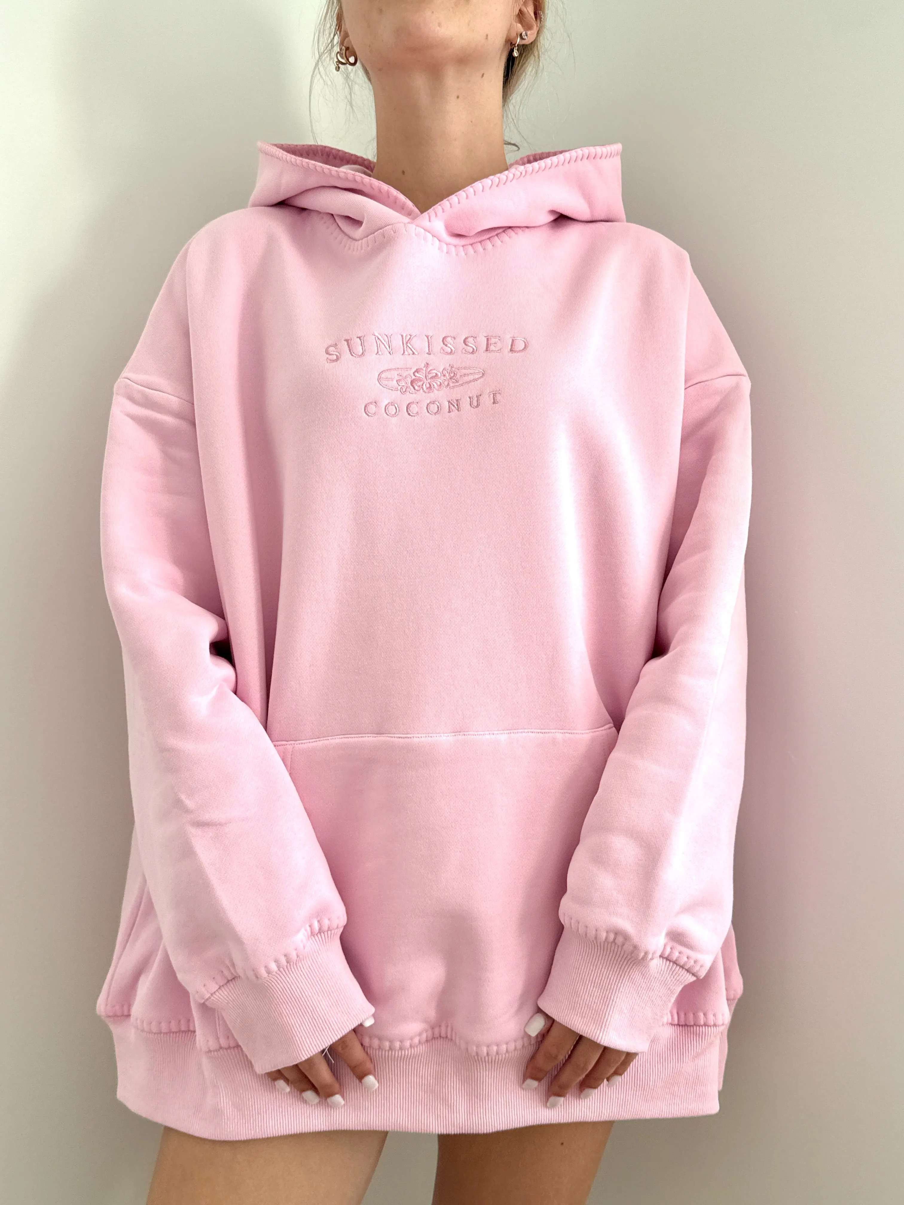 Light Pastel Magenta Stitched Sunkissedcoconut Hoodie 100% Cotton sold by Sunkissed Coconut product image thumbnail 5