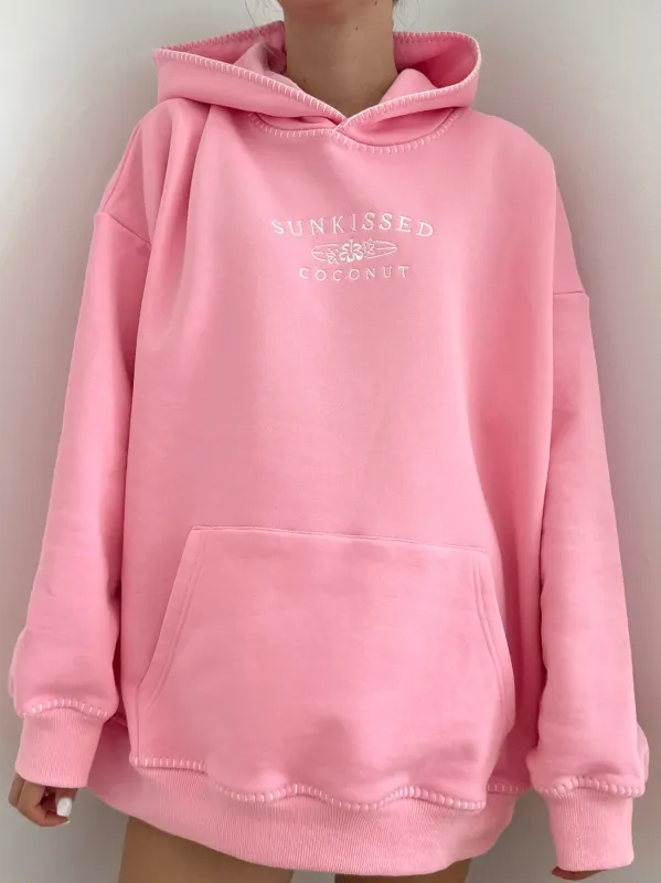 Cotton Candy Stitched Sunkissedcoconut Hoodie 100% Cotton sold by Sunkissed Coconut