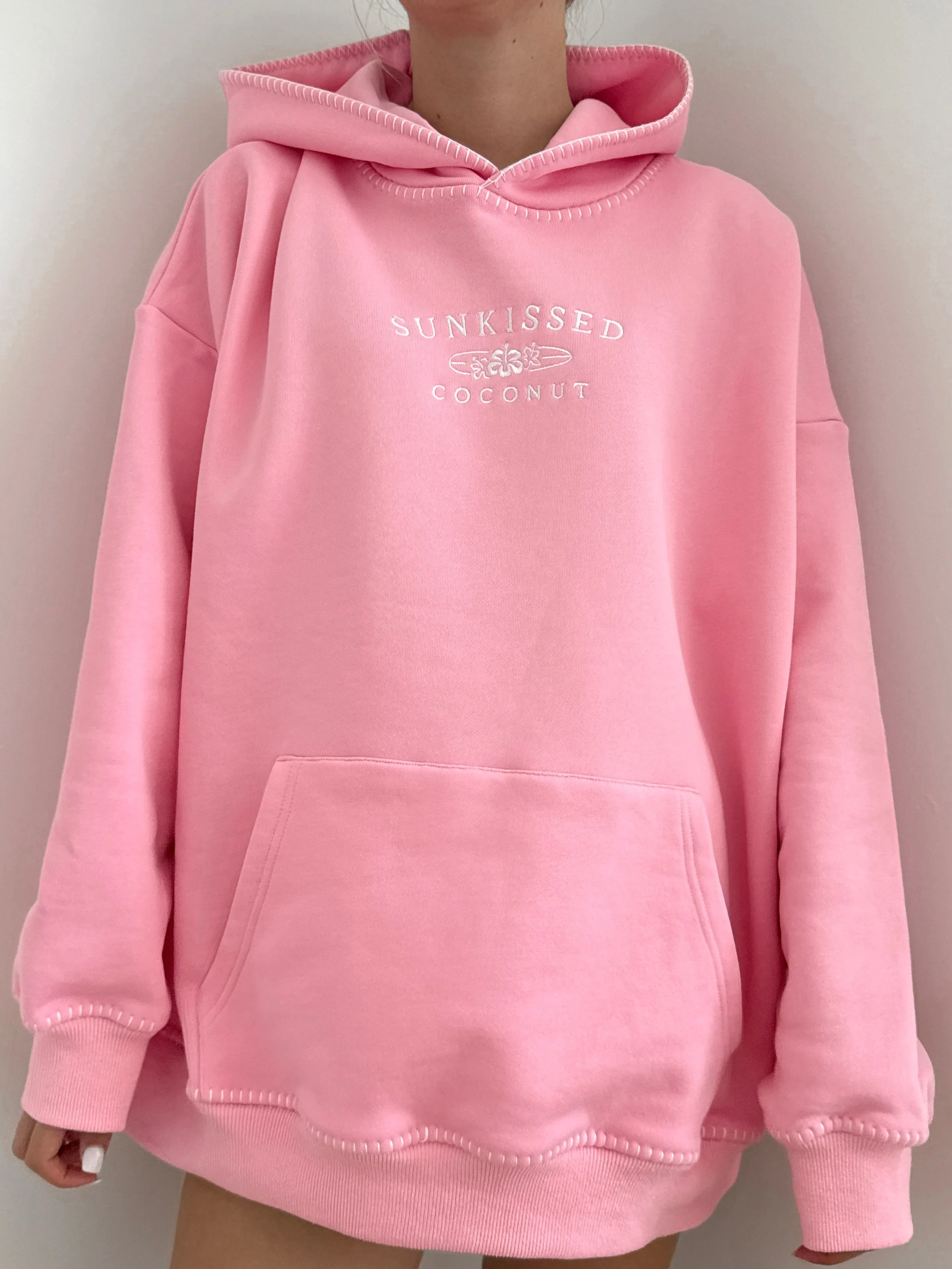 Cotton Candy Stitched Sunkissedcoconut Hoodie 100% Cotton sold by Sunkissed Coconut