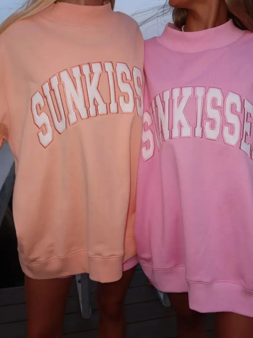 Lottie Pink Varsity Sunkissed Embroidered Mockneck Sweatshirt 100% Cotton sold by Sunkissed Coconut product image thumbnail 5