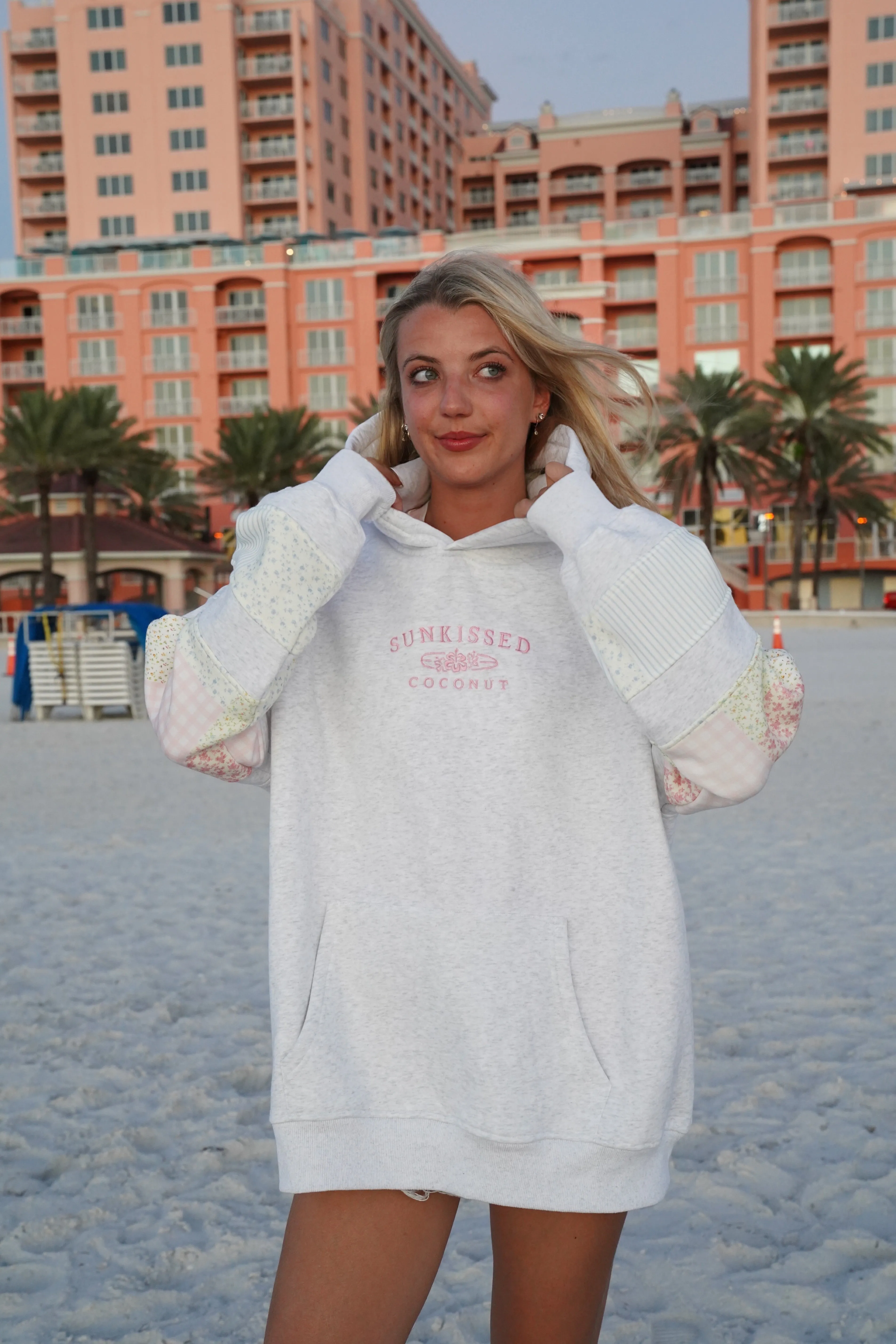 Sunkissedcoconut Quilted Pastel Embroidered Hoodie sold by Sunkissed Coconut product image thumbnail 3