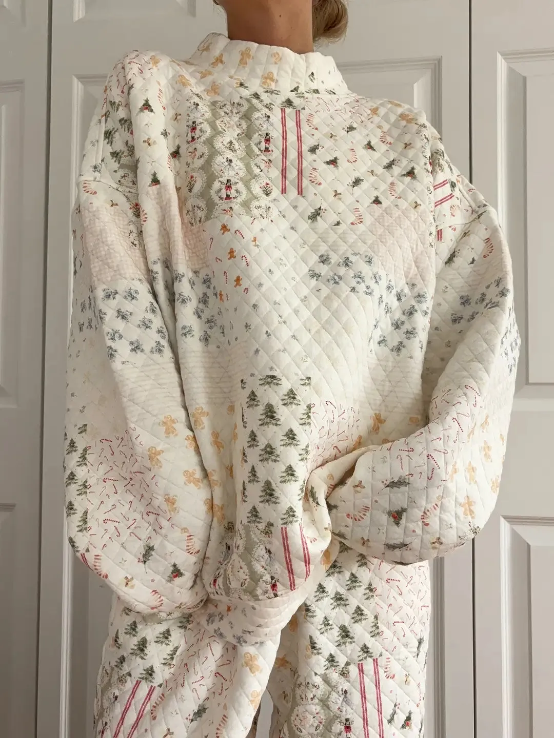 Christmas Holiday Quilted Mockneck Sweatshirt sold by Sunkissed Coconut product image thumbnail 3