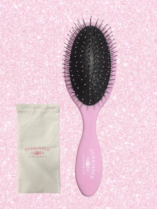 Pink Sunkissedcoconut Hairbrush With Travel Pouch sold by Sunkissed Coconut