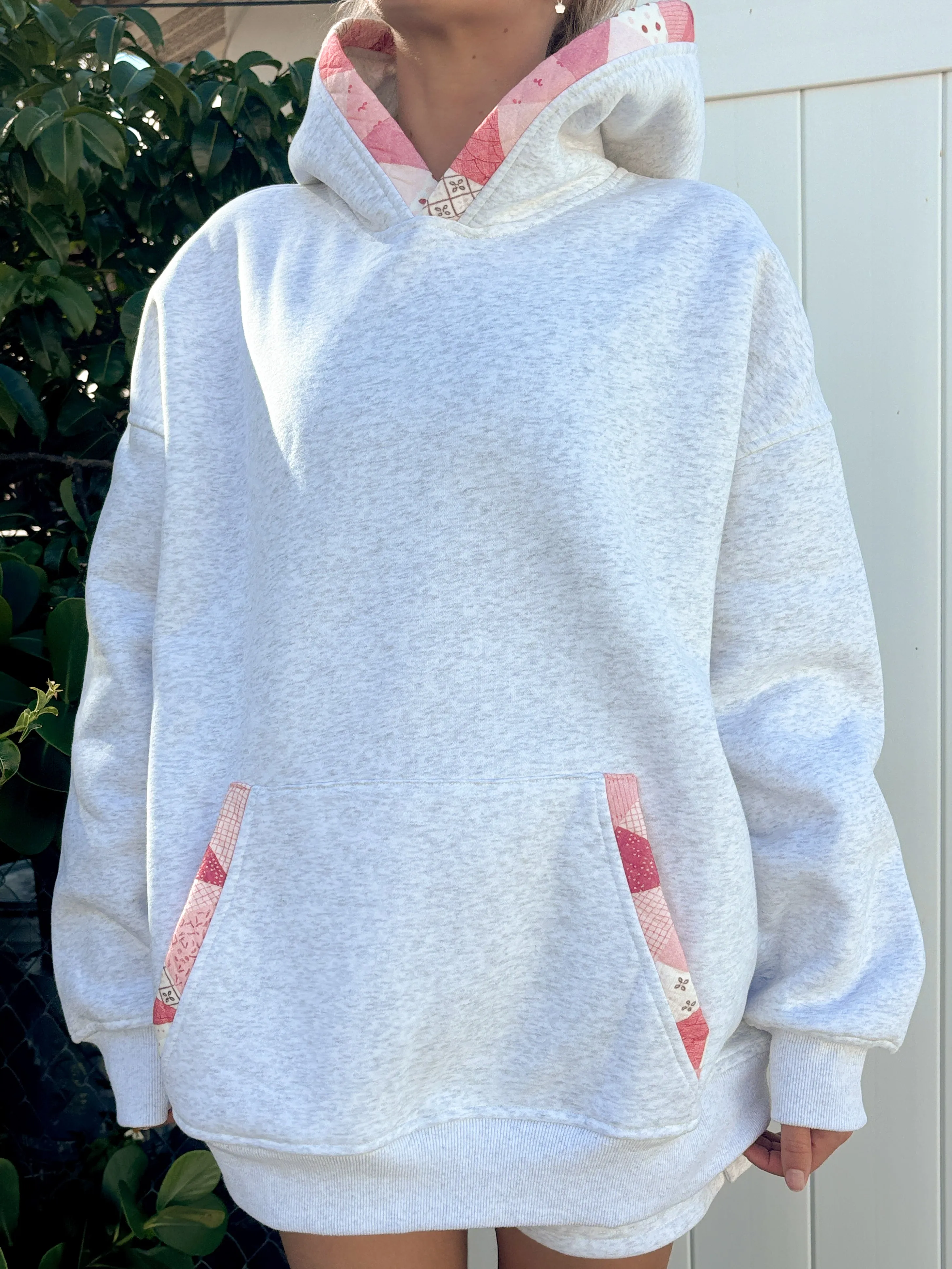 Pearl Grey Gemma Patchwork Quilted Hoodie sold by Sunkissed Coconut product image thumbnail 4