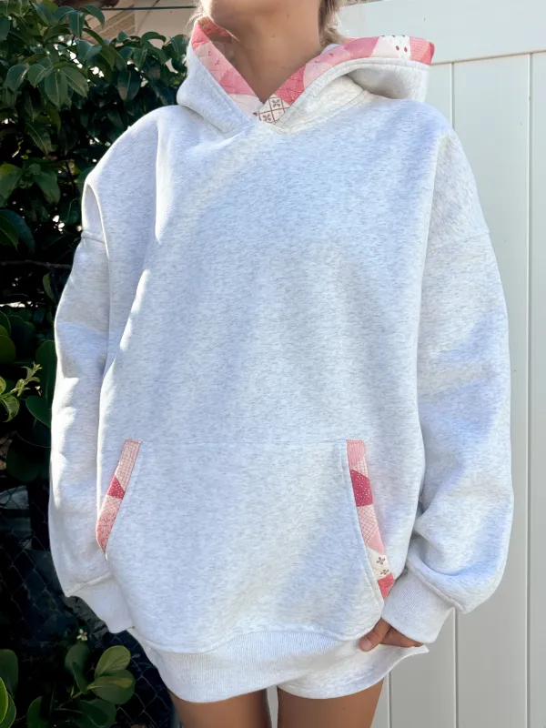 Pearl Grey Gemma Patchwork Quilted Hoodie made by Sunkissed Coconut