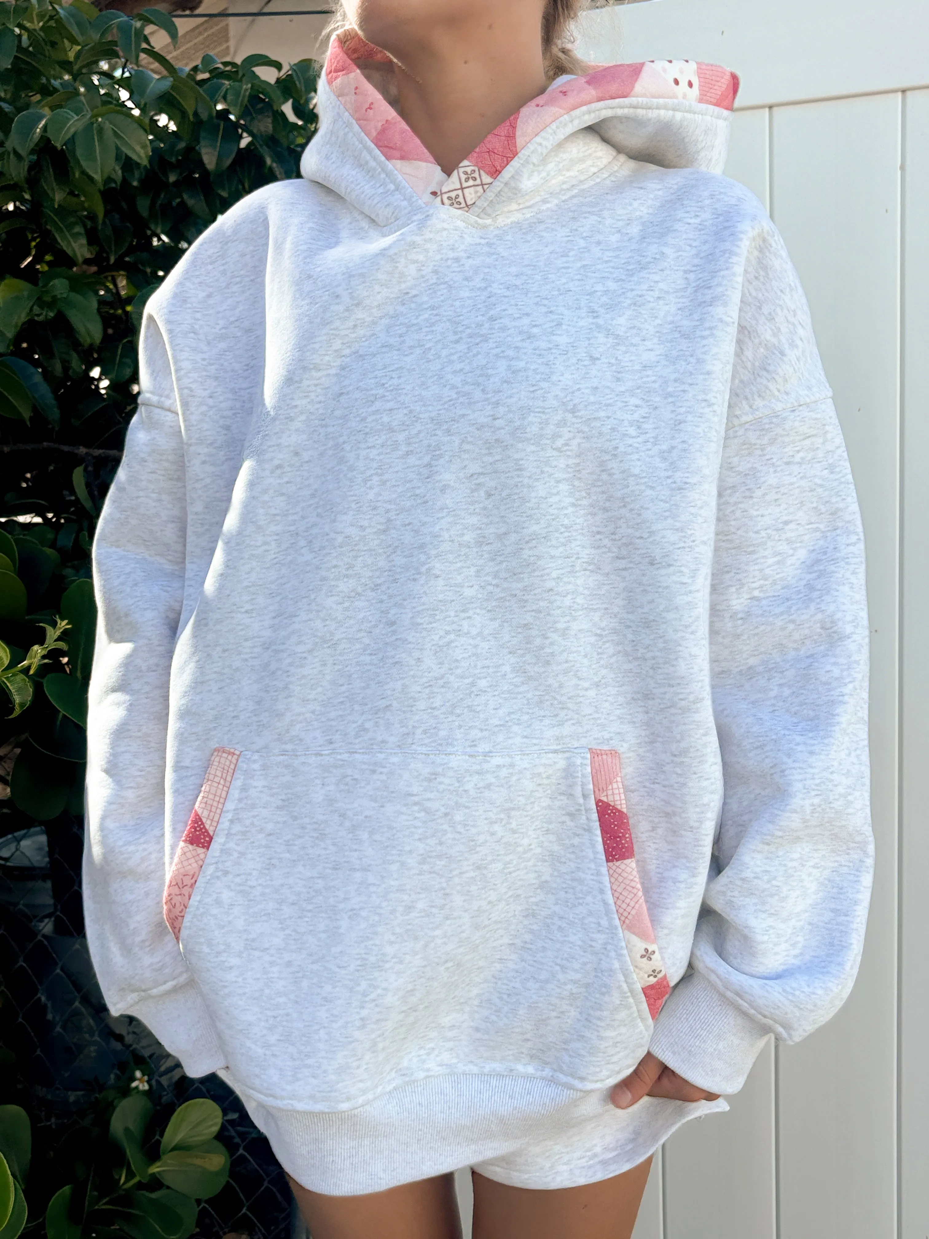 Pearl Grey Gemma Patchwork Quilted Hoodie sold by Sunkissed Coconut