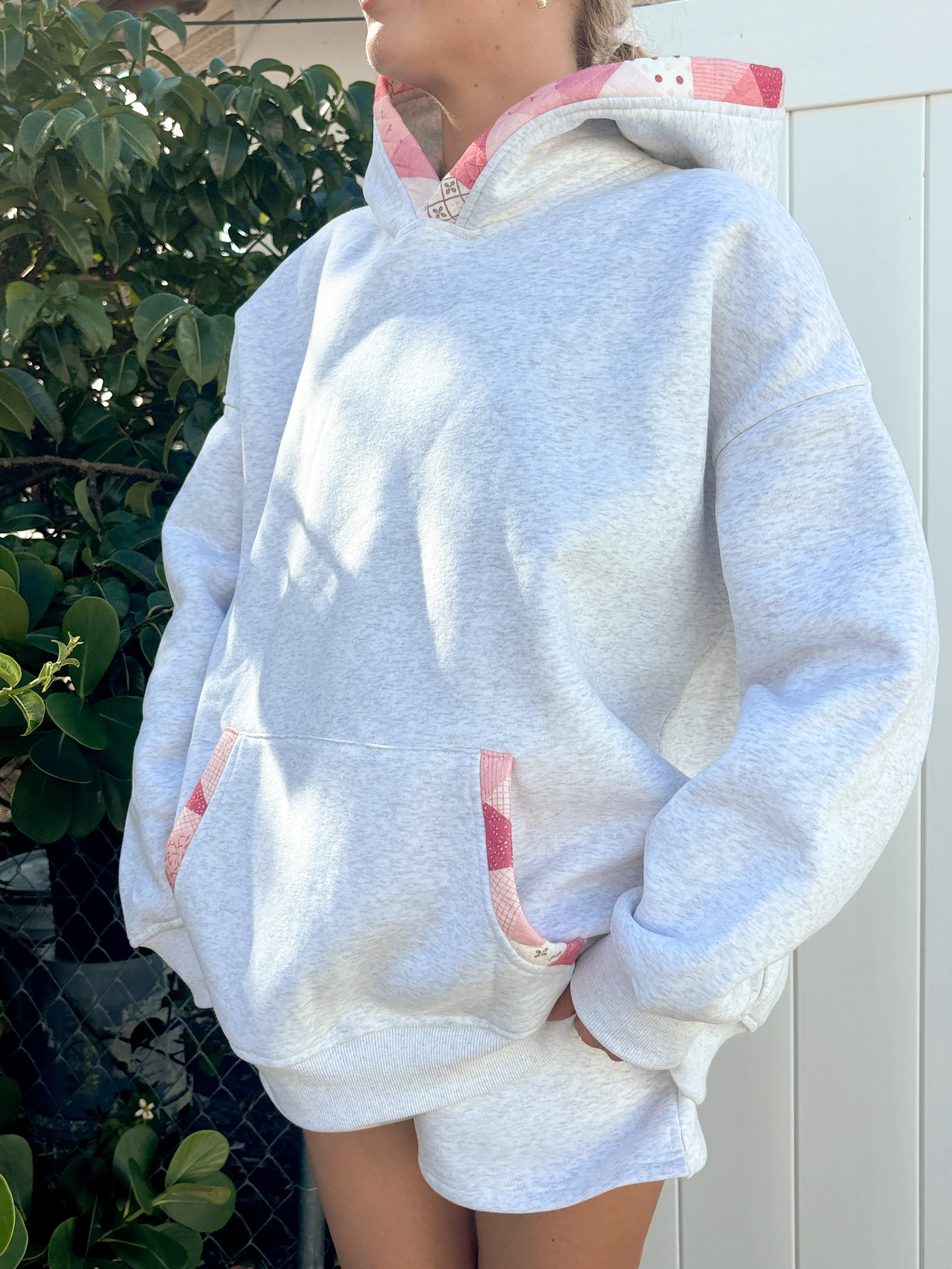 Pearl Grey Gemma Patchwork Quilted Hoodie sold by Sunkissed Coconut product image thumbnail 2