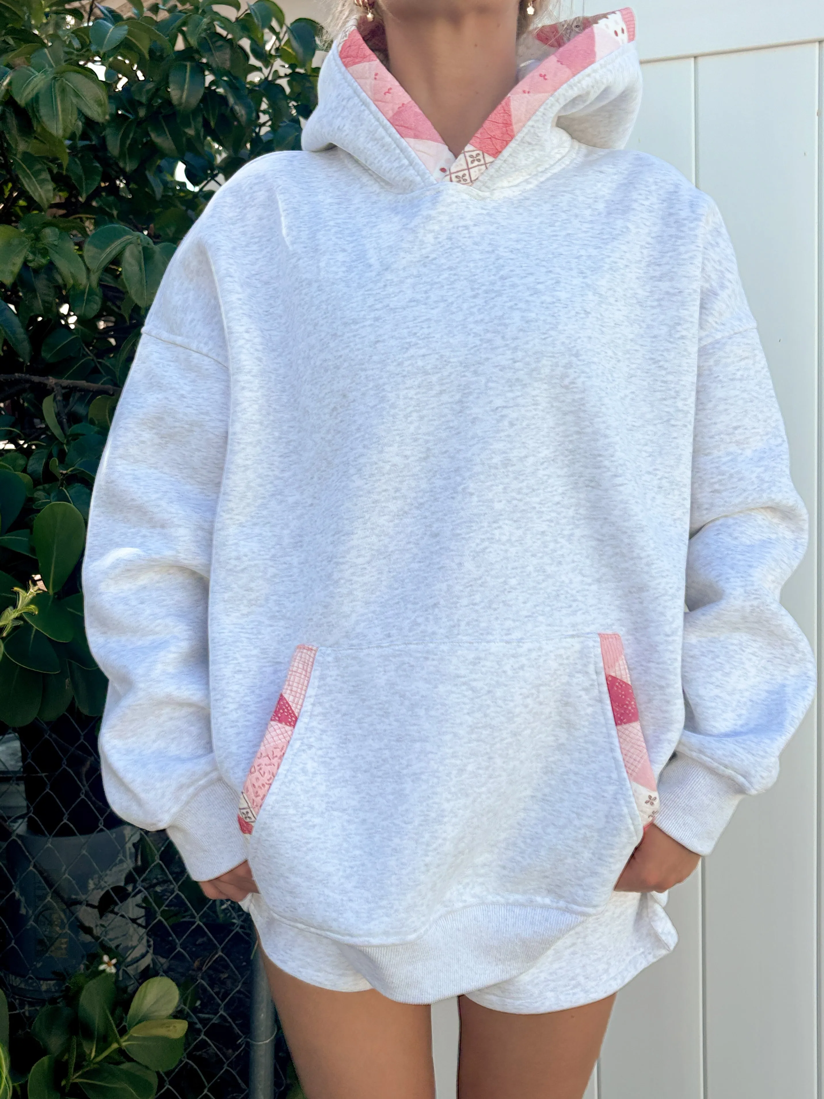 Pearl Grey Gemma Patchwork Quilted Hoodie sold by Sunkissed Coconut product image thumbnail 3