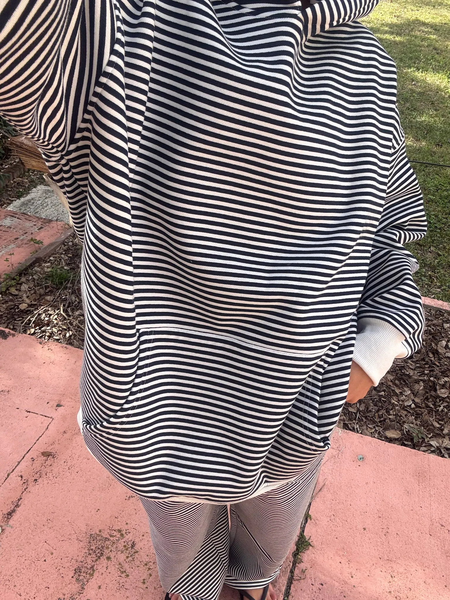 Dark Navy Blue and White Big Striped Hoodie sold by Sunkissed Coconut product image thumbnail 5