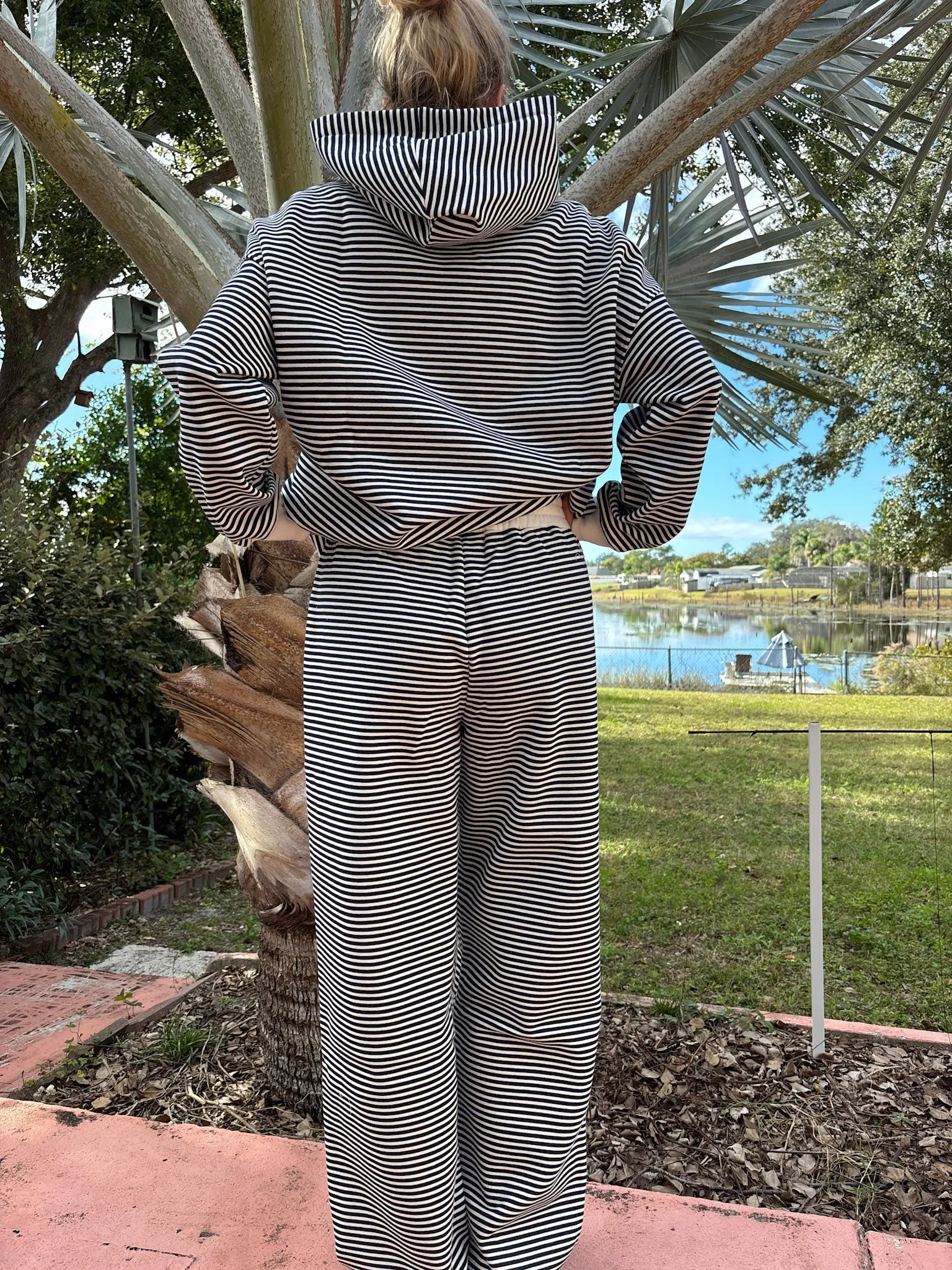 Dark Navy Blue and White Big Striped Sweatpants sold by Sunkissed Coconut product image thumbnail 5