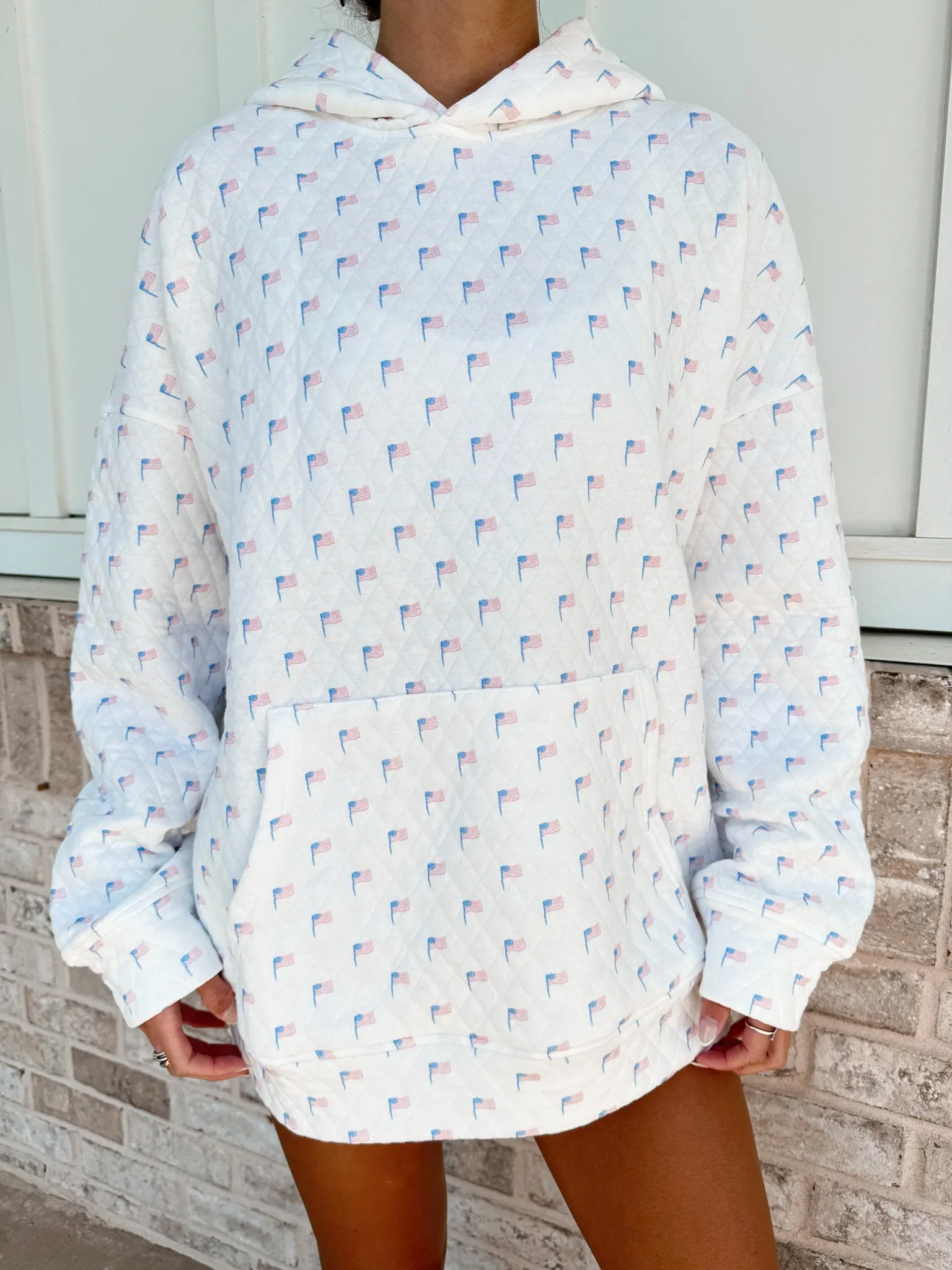 American Flag Quilted Hoodie sold by Sunkissed Coconut