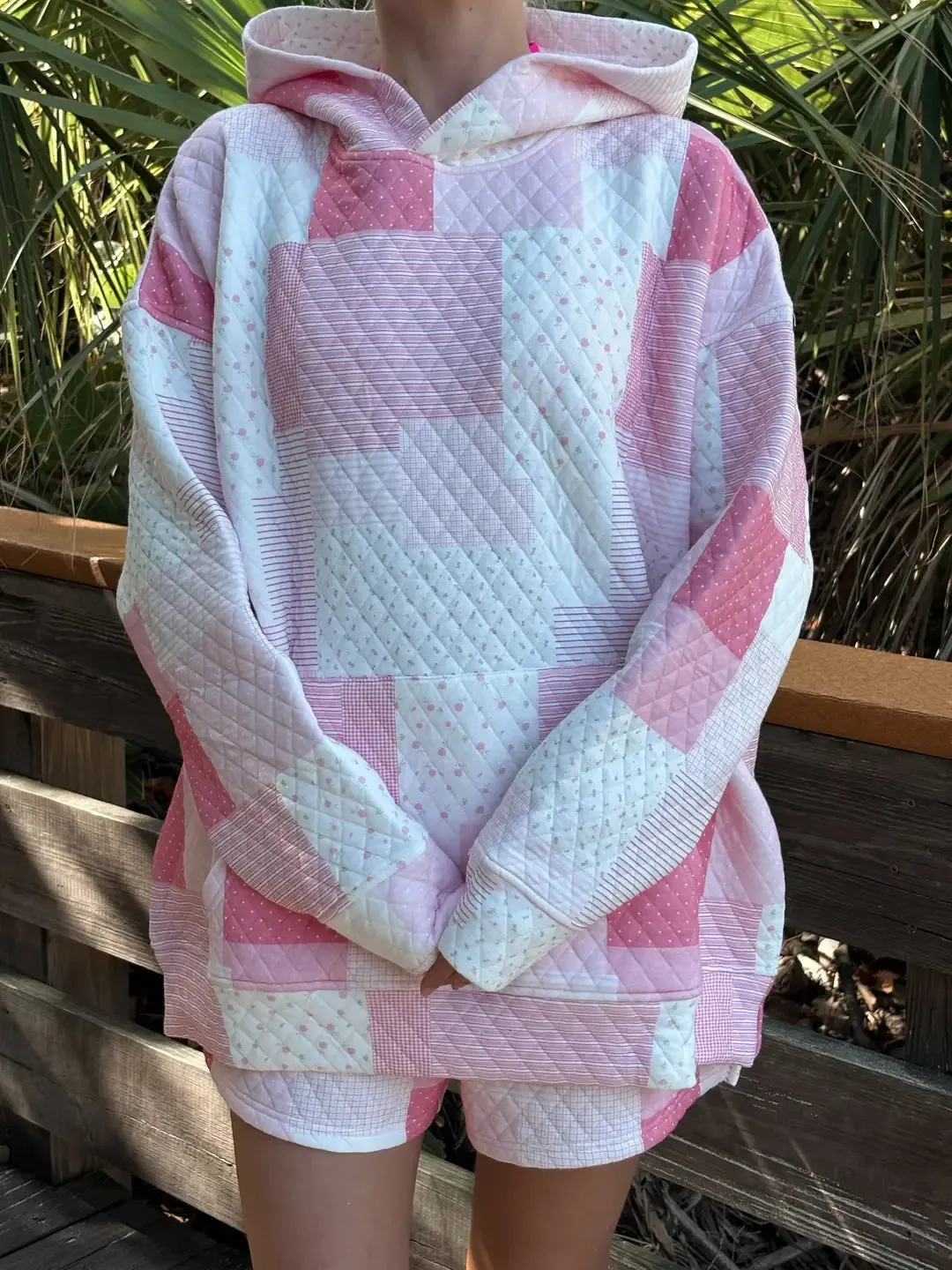 Margo Quilted Patchwork Hoodie sold by Sunkissed Coconut