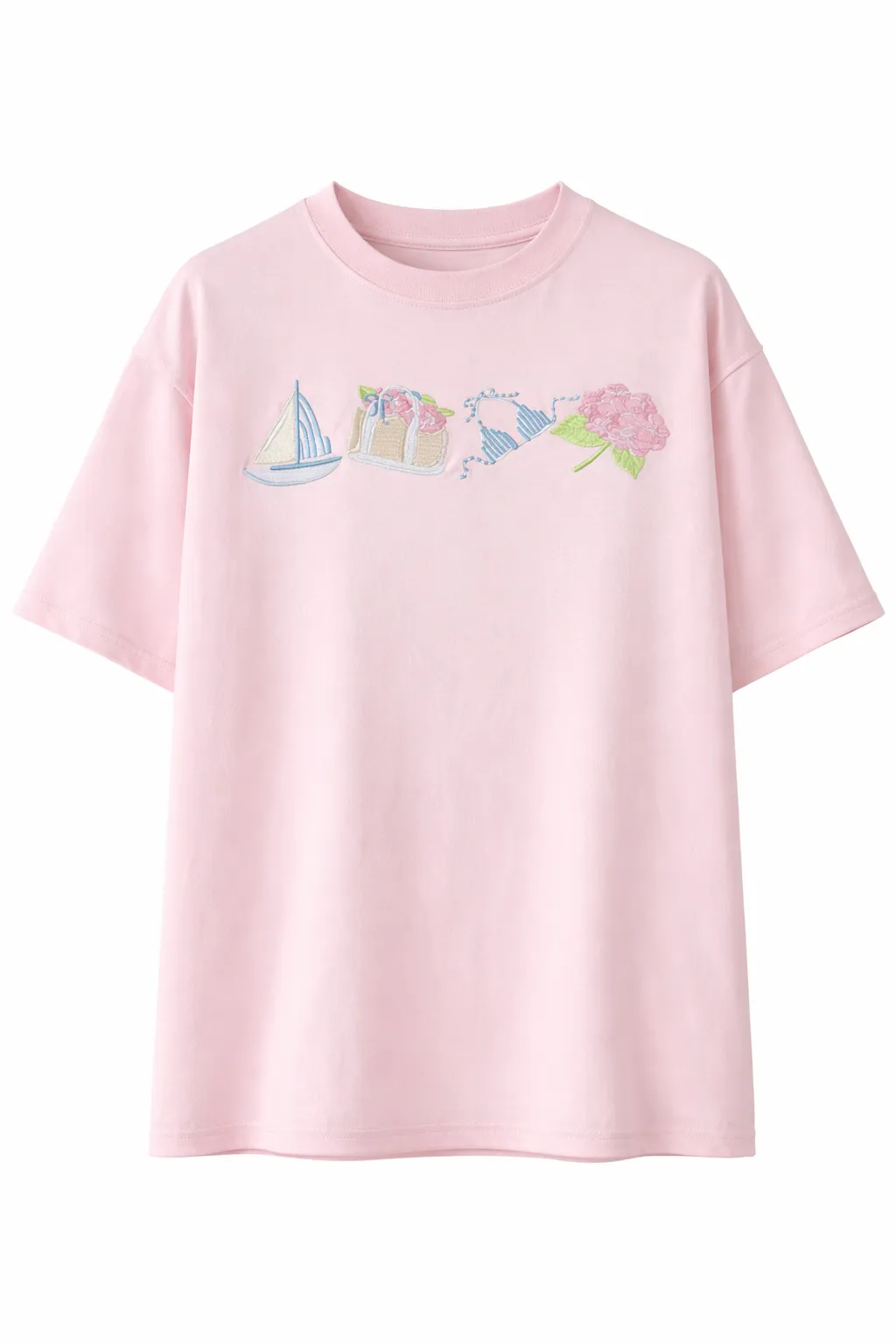 Midweight Pale Pink Old Harbor Garden Embroider Tee sold by Sunkissed Coconut product image thumbnail 2