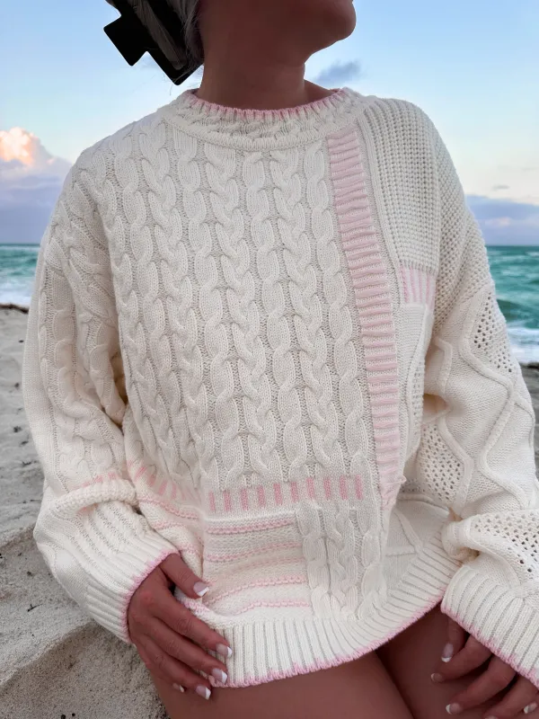Hazel Patchwork Cable Knit Sweaters made by Sunkissed Coconut