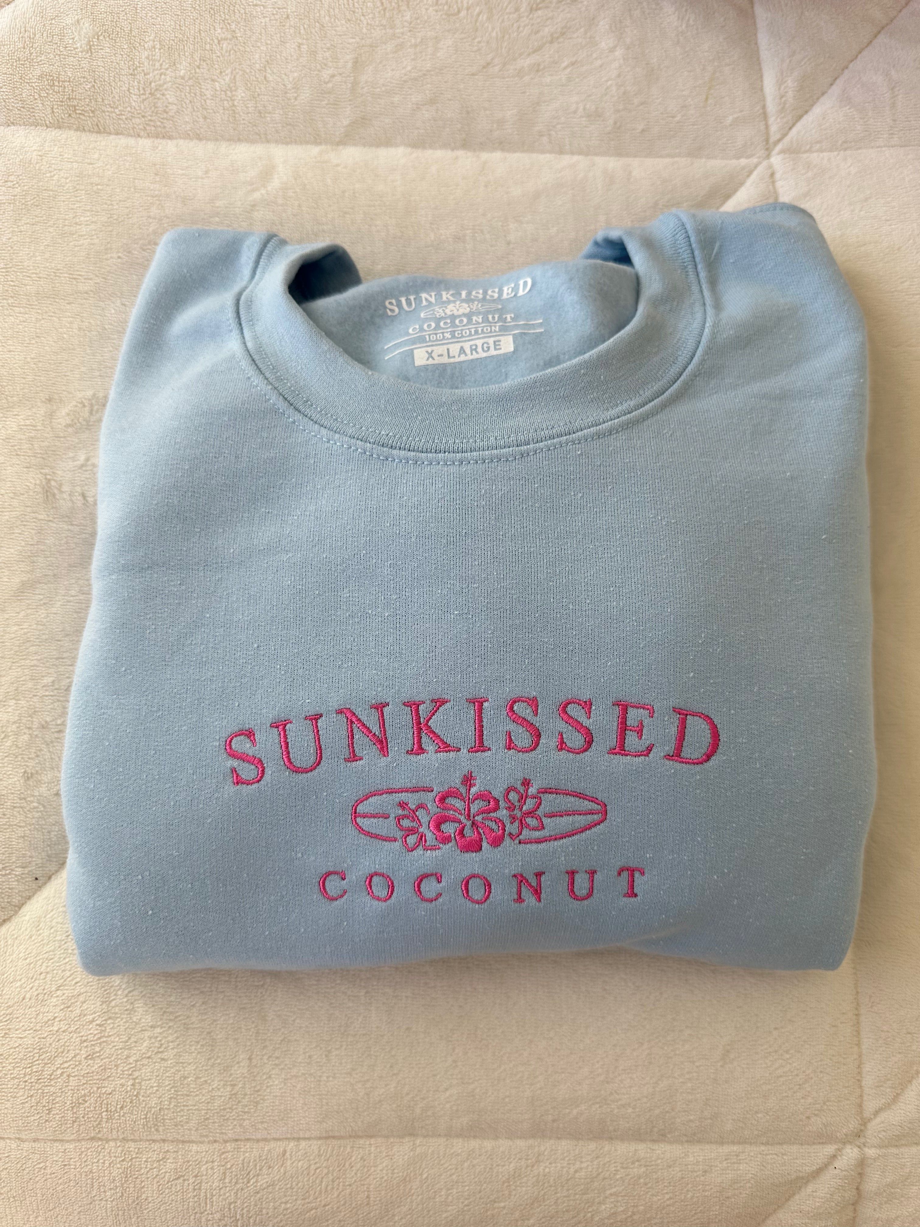 Blue Embroider Sunkissedcoconut Sweatshirt sold by Sunkissed Coconut