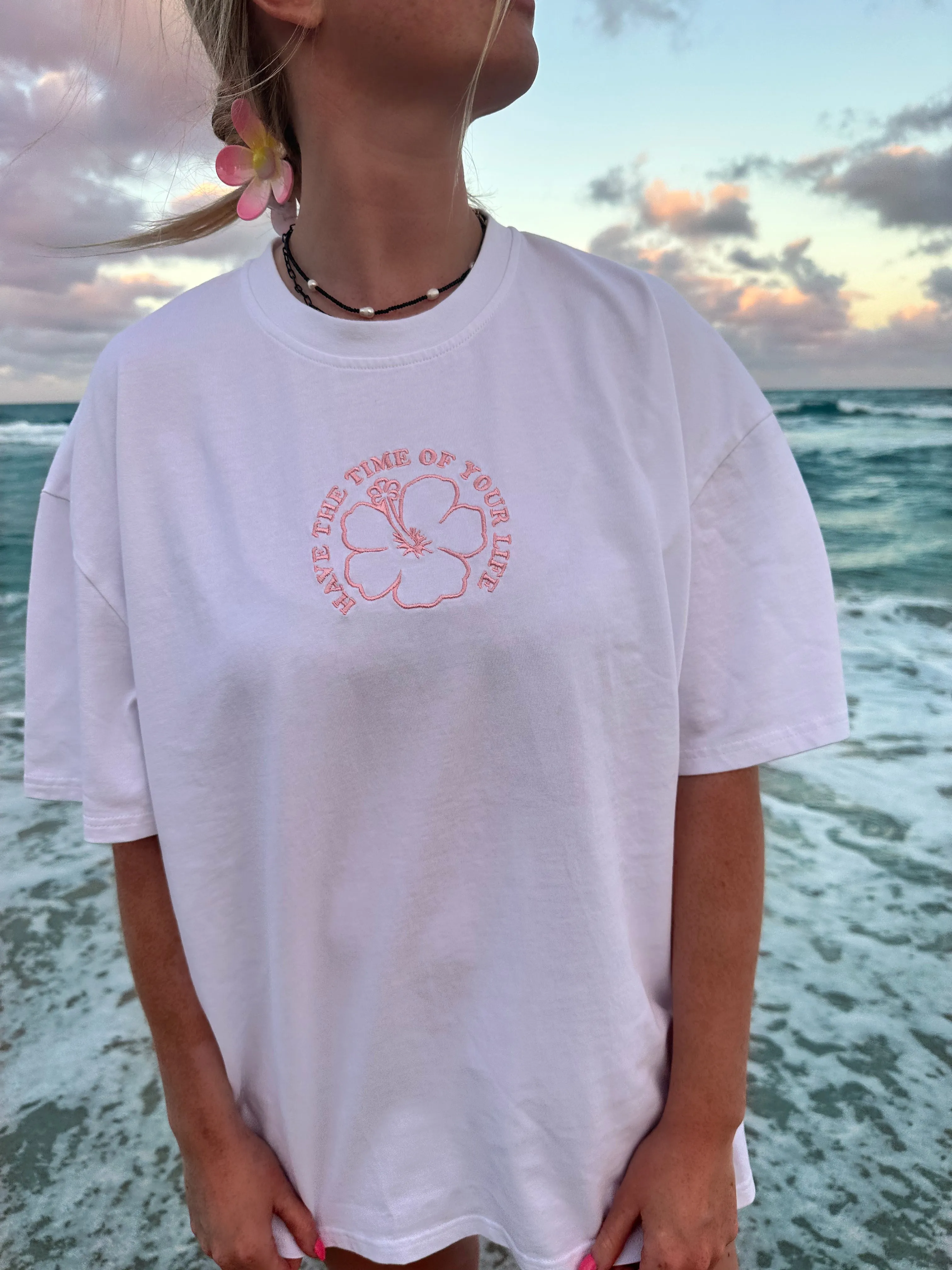 Have The Time Of Your Life Hibiscus Embroider Tee sold by Sunkissed Coconut product image thumbnail 2
