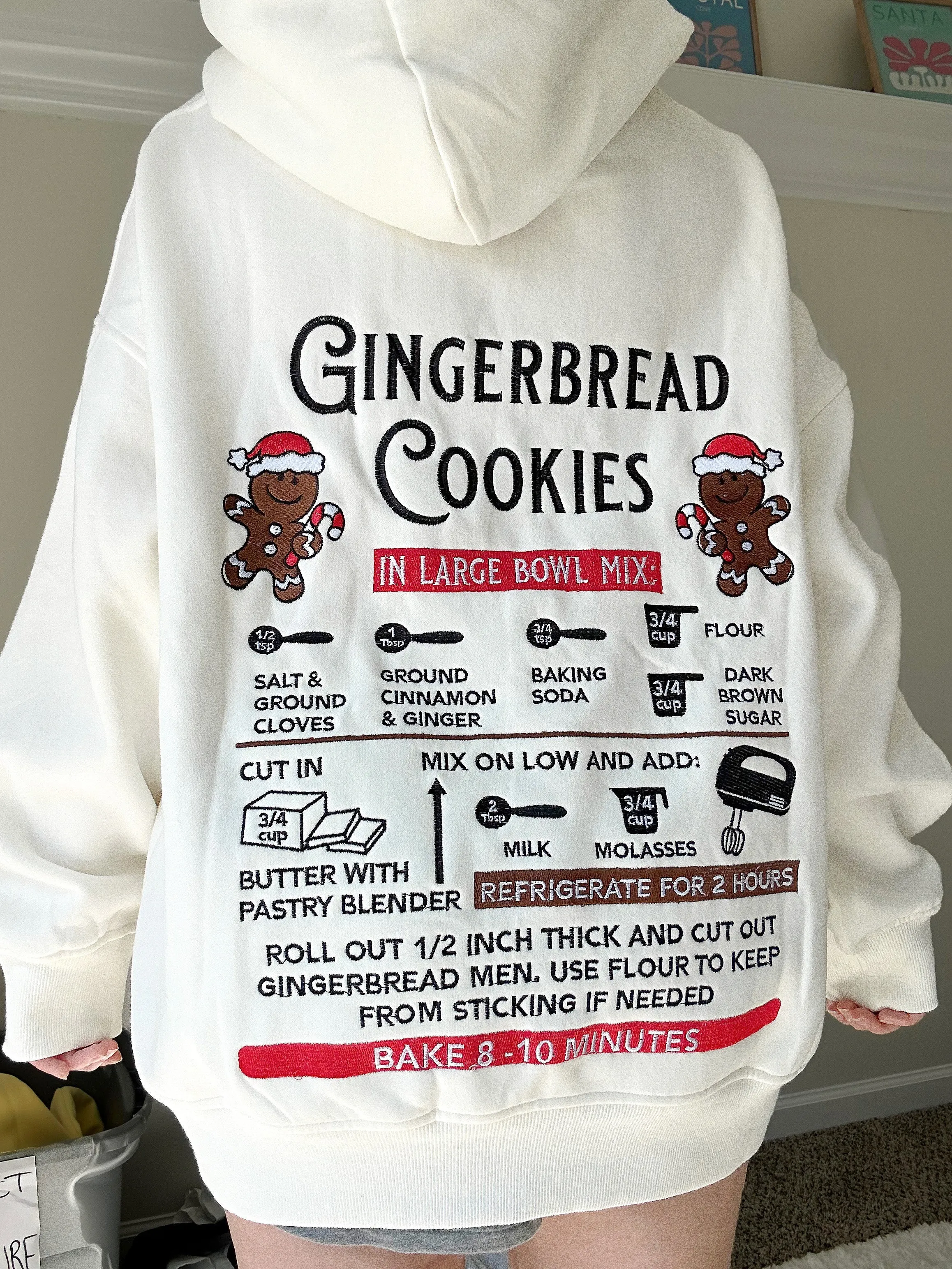 Ivory Gingerbread Recipe Christmas Embroider Hoodie sold by Sunkissed Coconut product image thumbnail 3