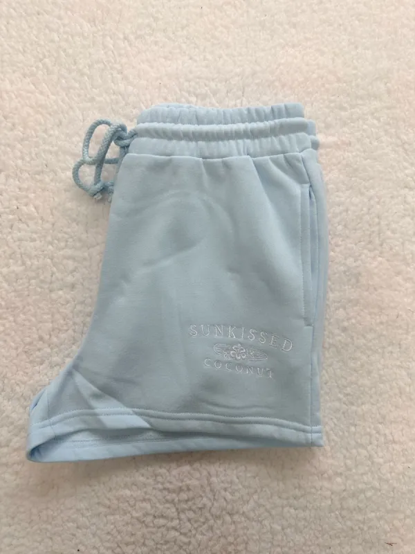 Everly Clearwater Blue Sunkissedcoconut Embroider Shorts sold by Sunkissed Coconut