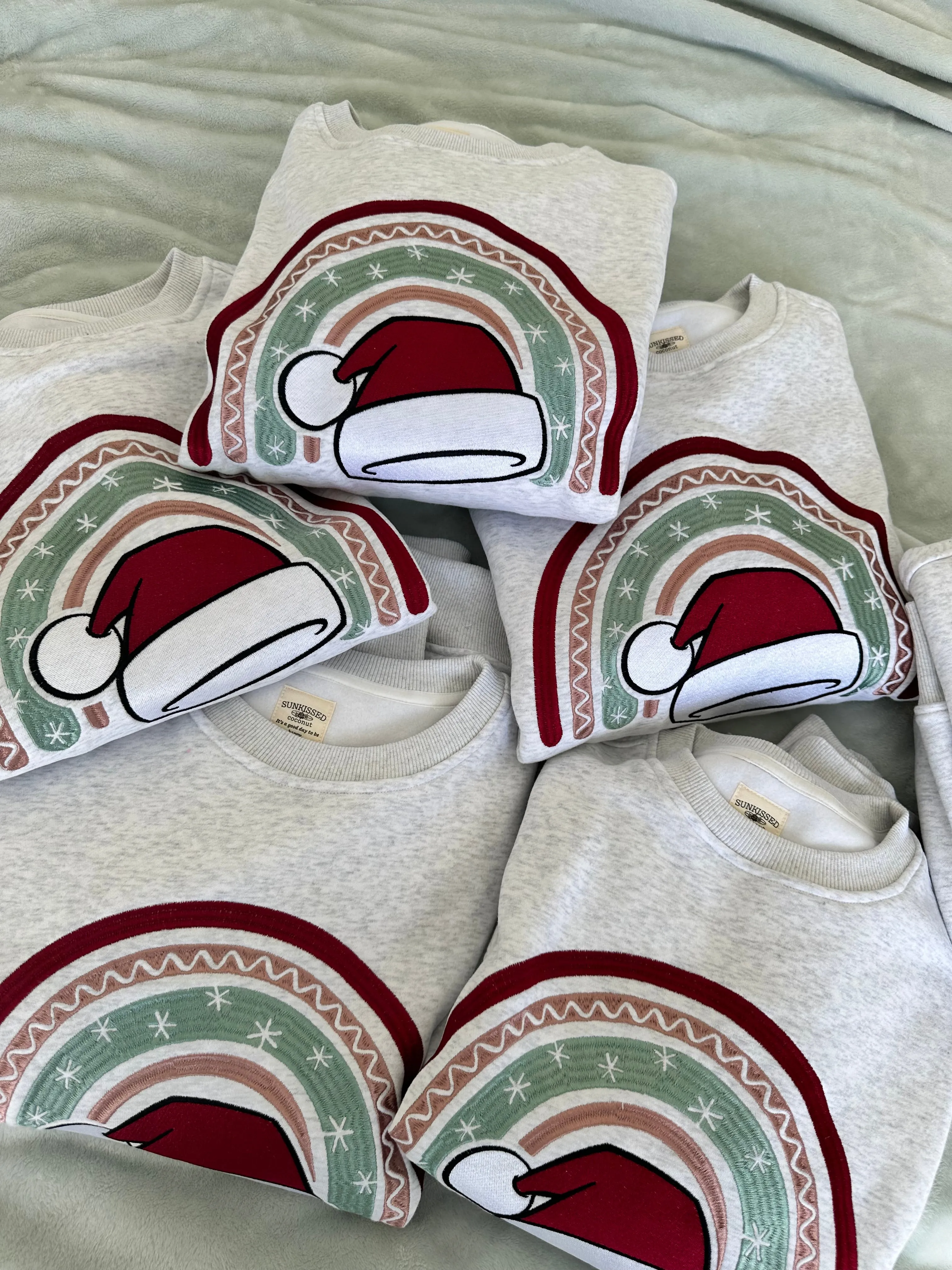 Pearl Grey Santa Hat Christmas Embroider Sweatshirt sold by Sunkissed Coconut product image thumbnail 2