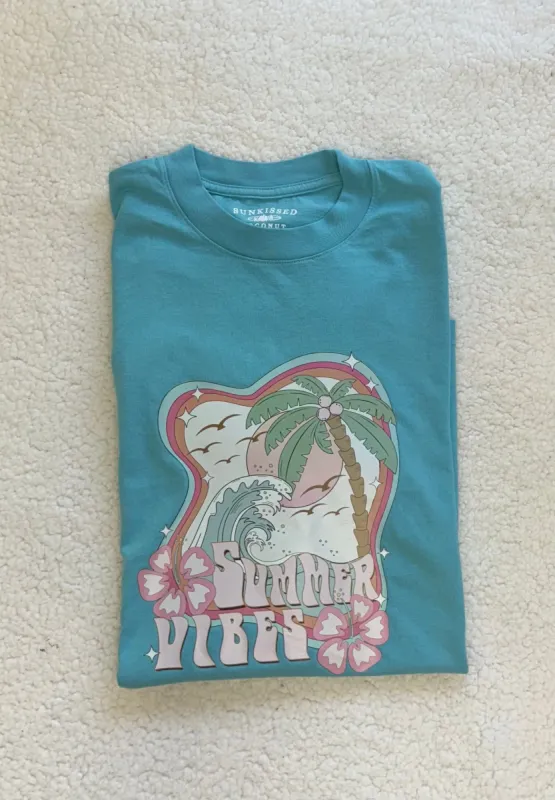 Summer Vibes Blue Tee sold by Sunkissed Coconut