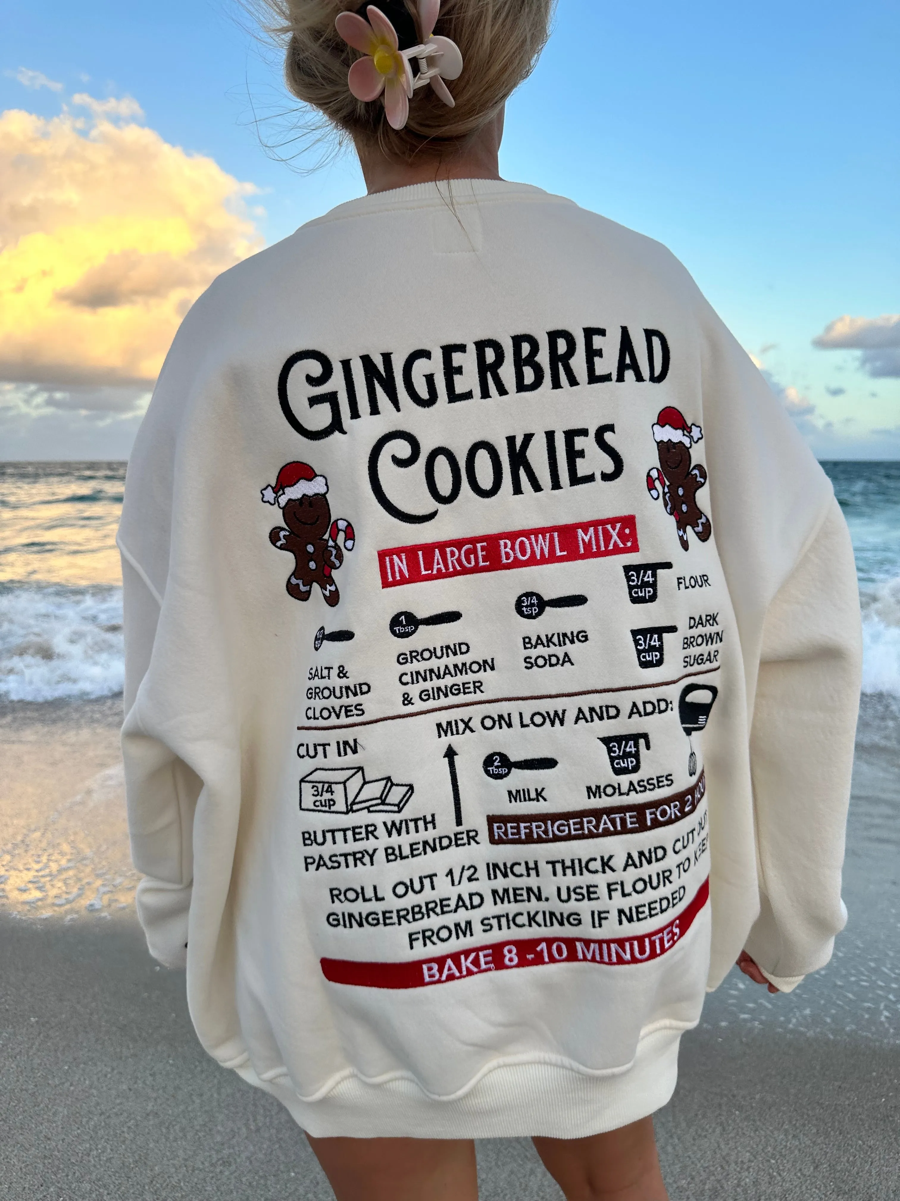 Ivory Gingerbread Recipe Christmas Embroider Sweatshirt sold by Sunkissed Coconut product image thumbnail 3