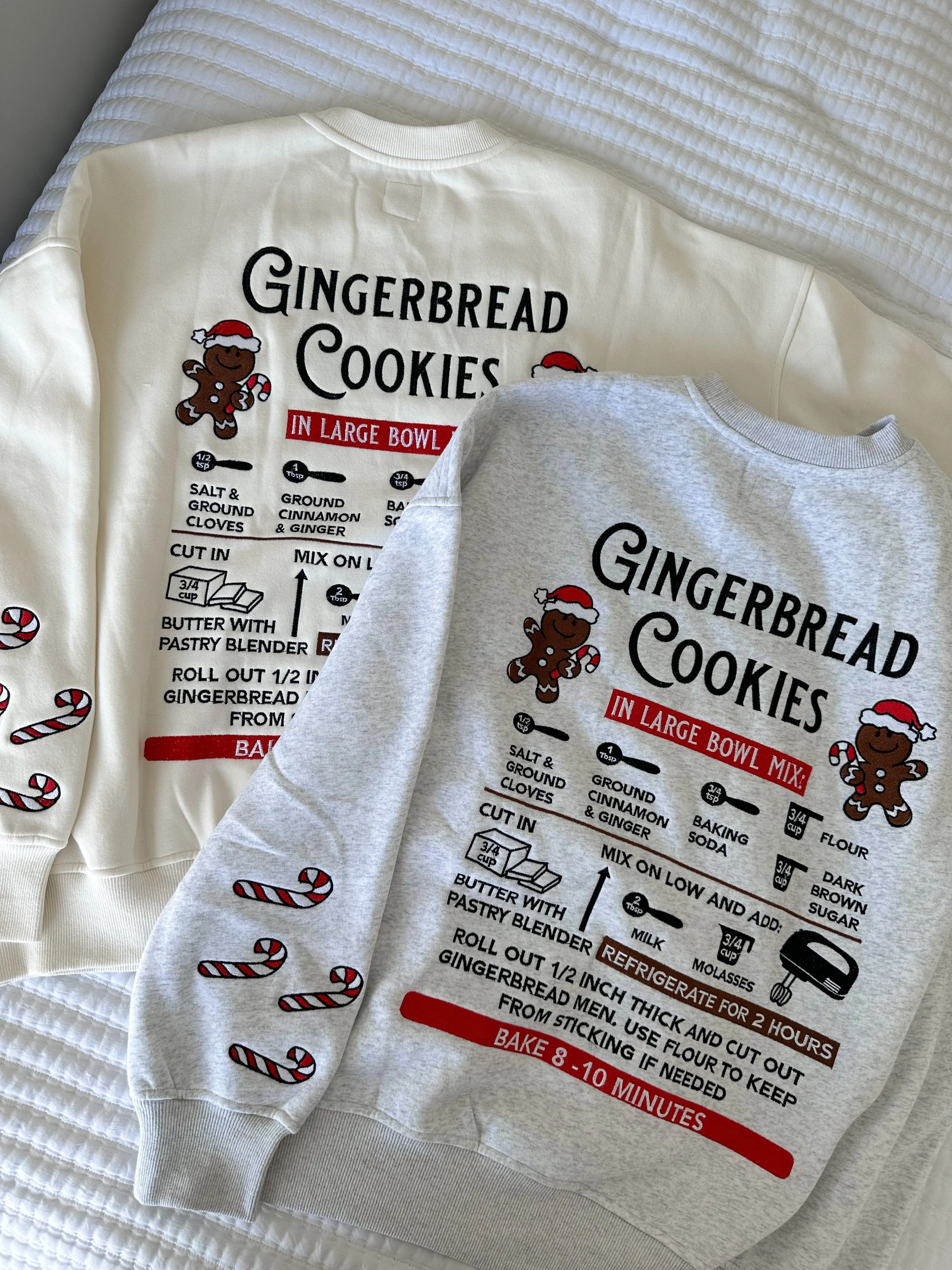 Ivory Gingerbread Recipe Christmas Embroider Sweatshirt sold by Sunkissed Coconut product image thumbnail 2