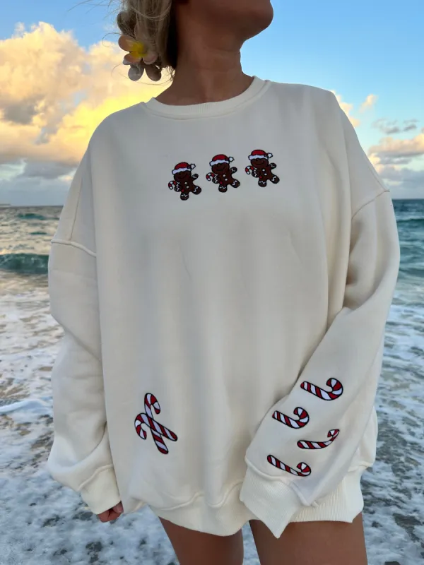 Ivory Gingerbread Recipe Christmas Embroider Sweatshirt sold by Sunkissed Coconut