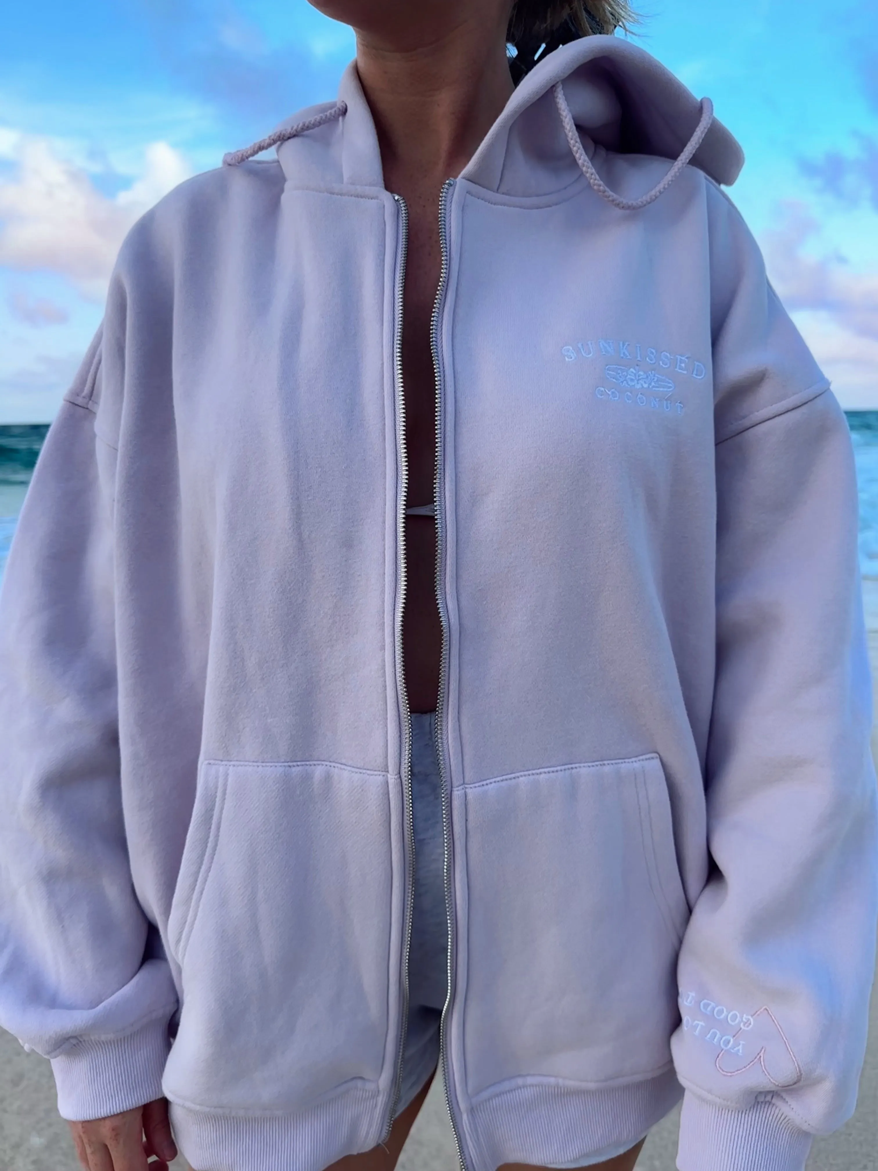 LAVENDER SUNKISSEDCOCONUT ZIP-UP HOODIE sold by Sunkissed Coconut product image thumbnail 2