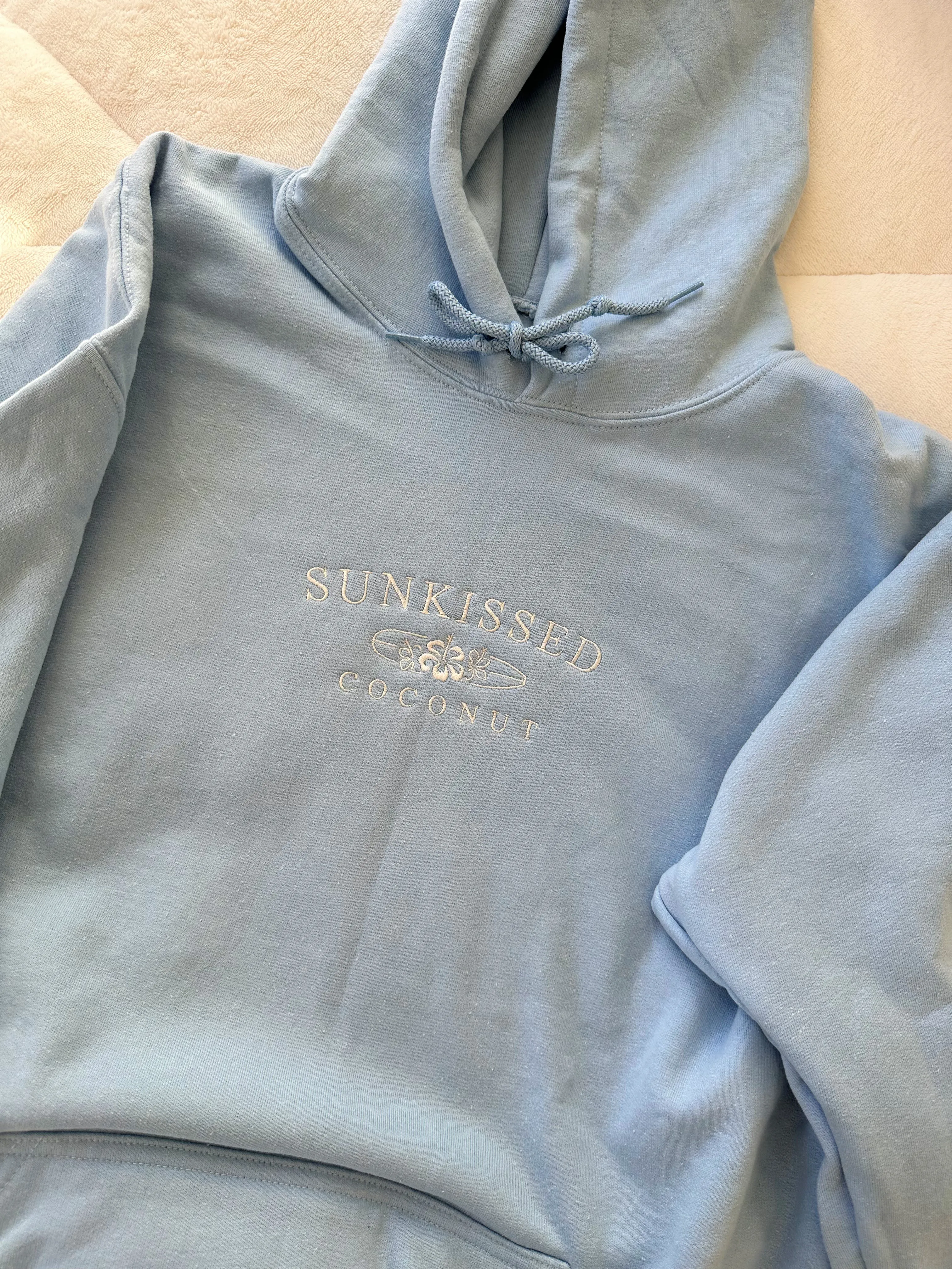 Blue Embroider Sunkissedcoconut Hoodie sold by Sunkissed Coconut