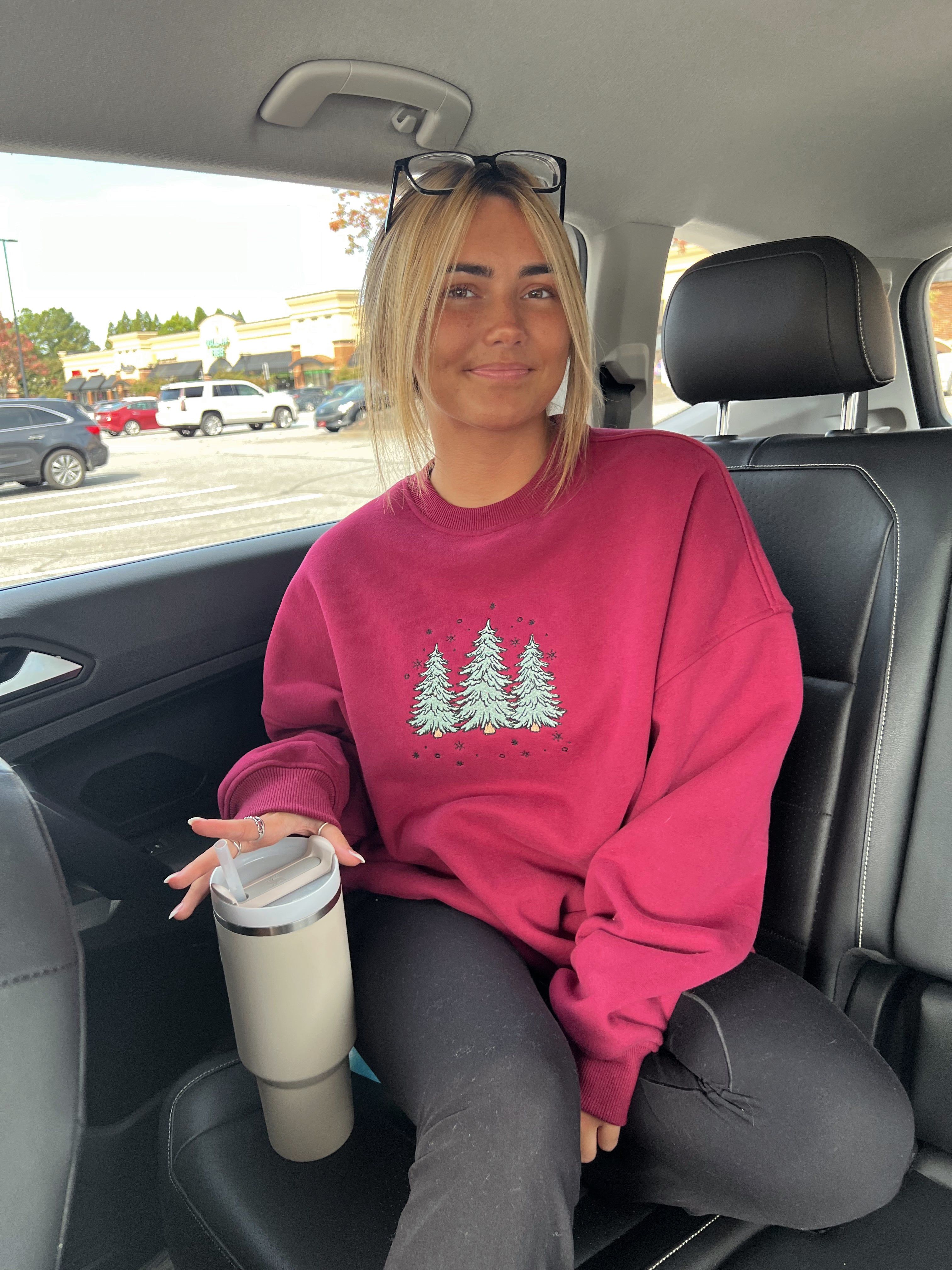 Vintage Red Christmas Tree Embroider Sweatshirt sold by Sunkissed Coconut product image thumbnail 3