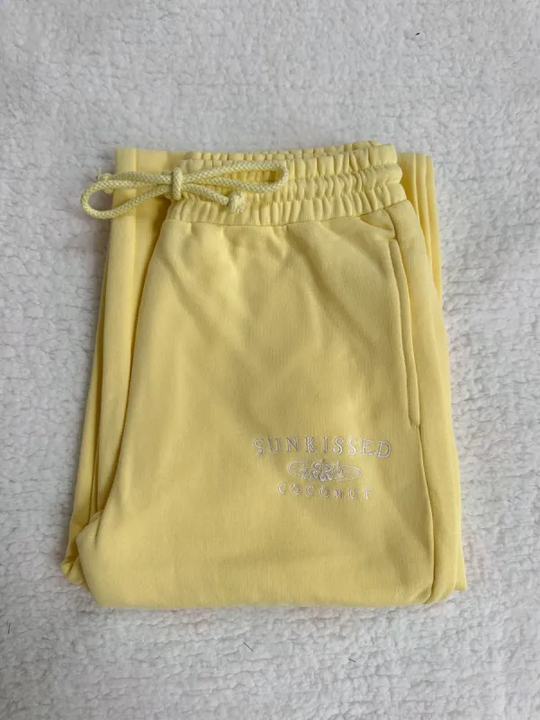 Isabella Banana Yellow Sunkissedcoconut Embroider Sweatpants sold by Sunkissed Coconut