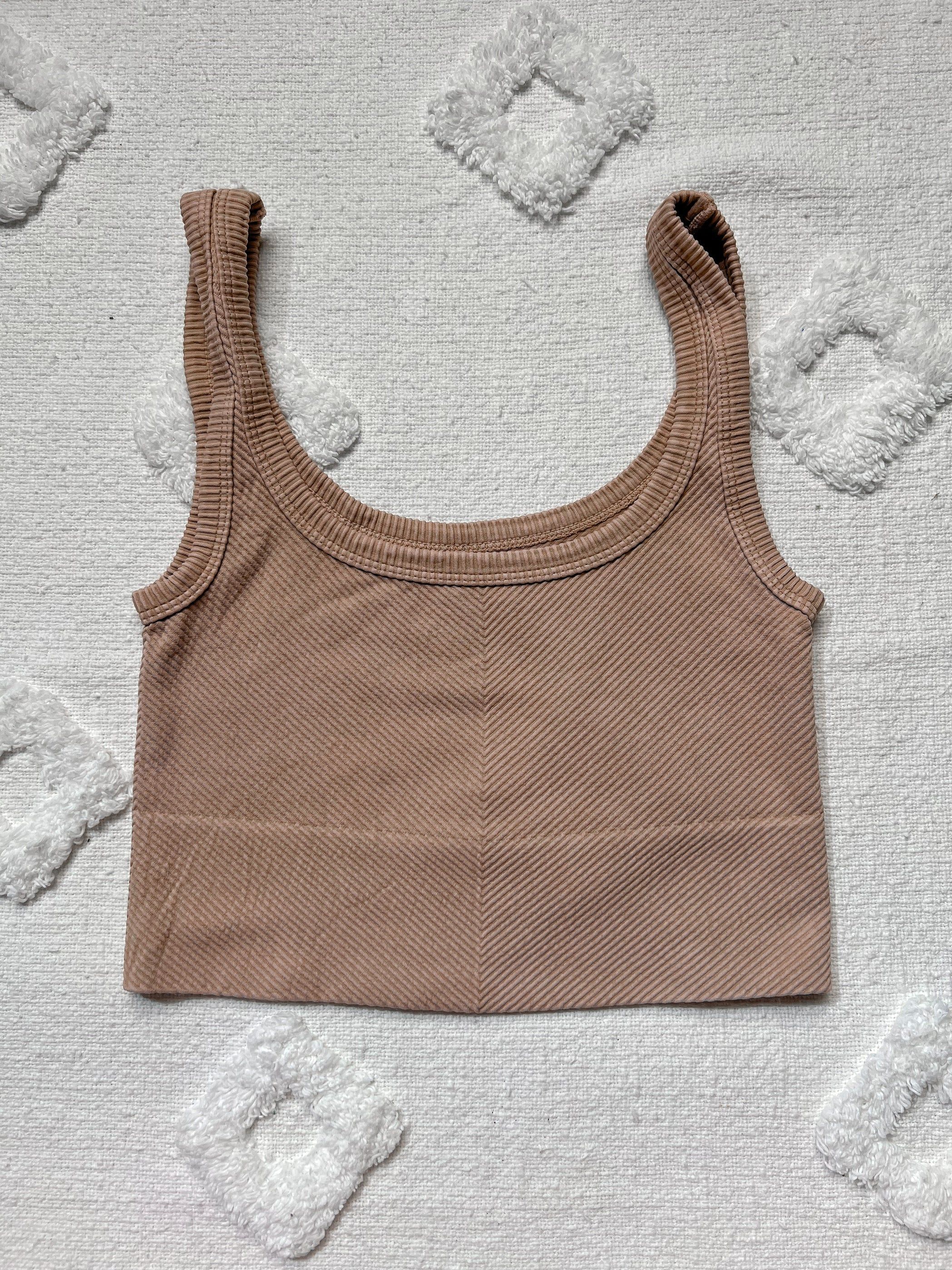 Everyday Detailed Ribbed Tanktop Sand Beige sold by Sunkissed Coconut