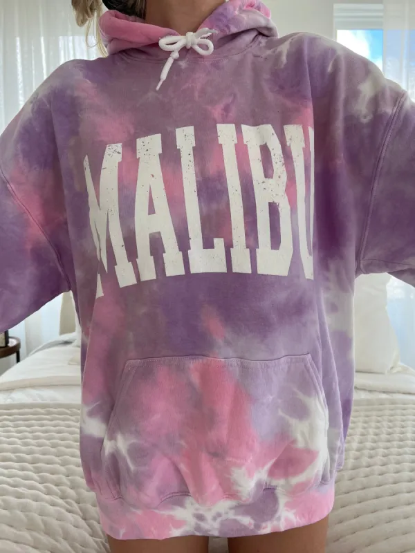(size large) Malibu Beach Tie Dye Graphic Hoodie sold by Sunkissed Coconut