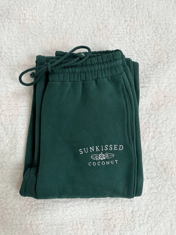 (SIZE LARGE-LAST ONE) Winter Green Embroider Sweatpants sold by Sunkissed Coconut