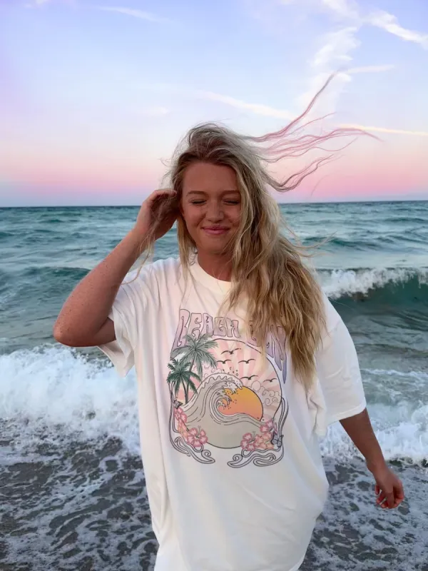 (SIZE 2XL, 3XL) Beach Bum Sunset tee sold by Sunkissed Coconut