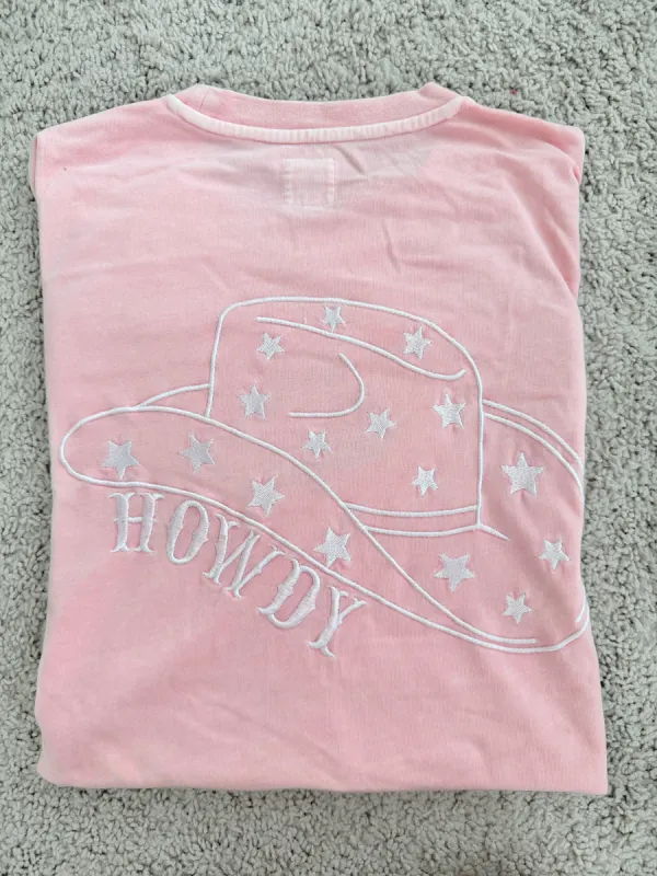 HOWDY COWGIRL HAT EMBROIDER TEE sold by Sunkissed Coconut