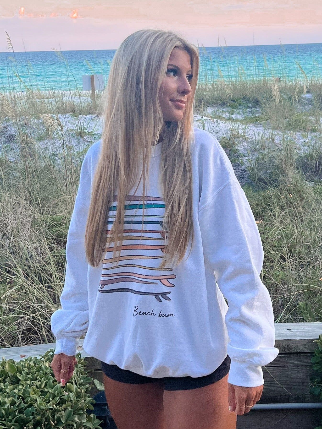 Let's Go Surfing Beach Bum Sweatshirt sold by Sunkissed Coconut product image thumbnail 2