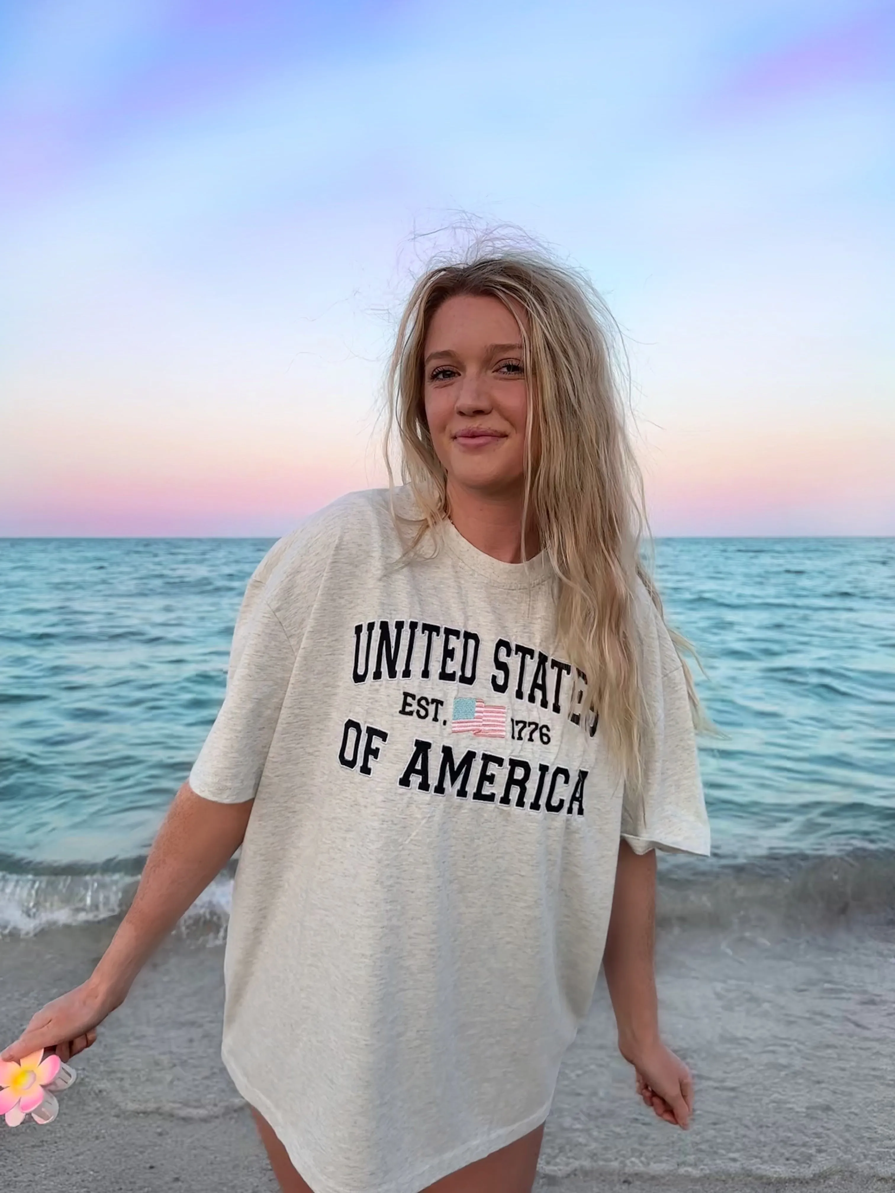 United States Of America Embroider Flag Tee sold by Sunkissed Coconut product image thumbnail 3