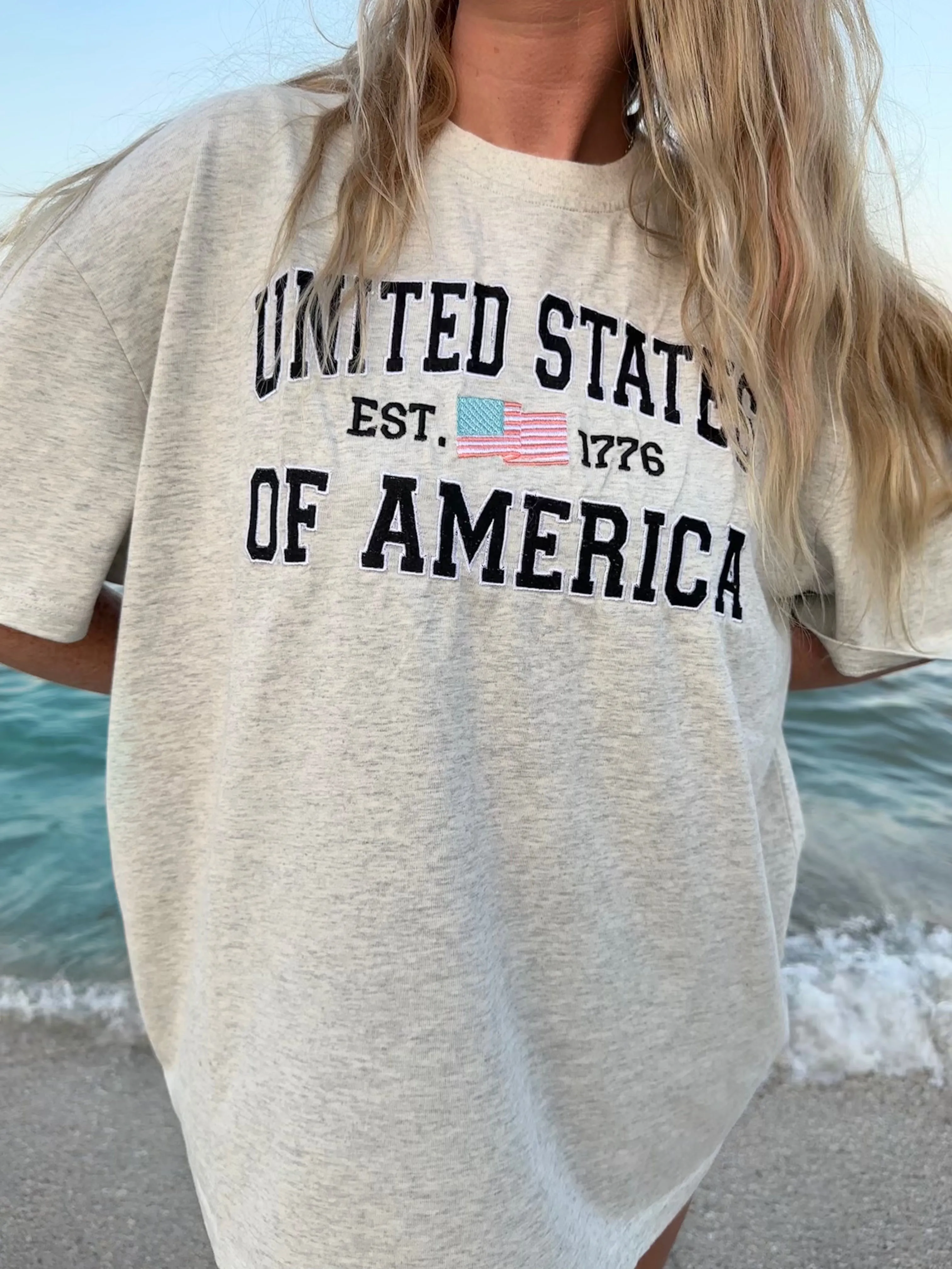 United States Of America Embroider Flag Tee sold by Sunkissed Coconut product image thumbnail 2