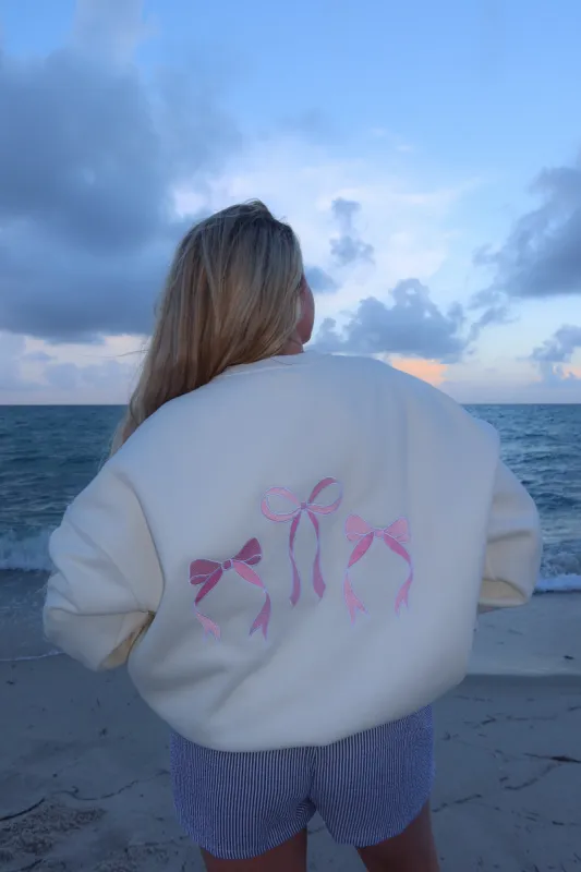 Pink Embroider Bow Sweatshirt sold by Sunkissed Coconut